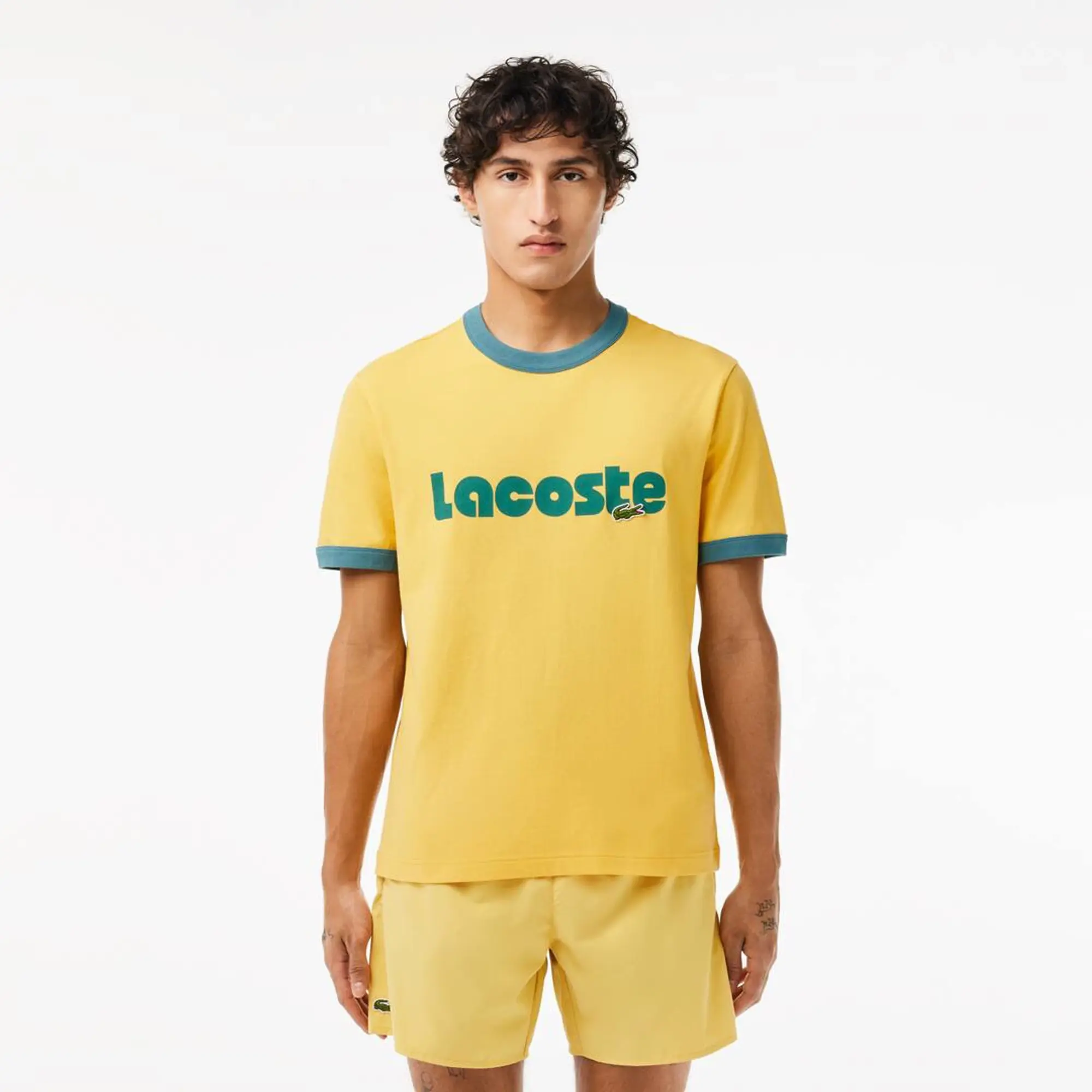 Lacoste Print Contrast Accent T-shirt - Yellow / Blue