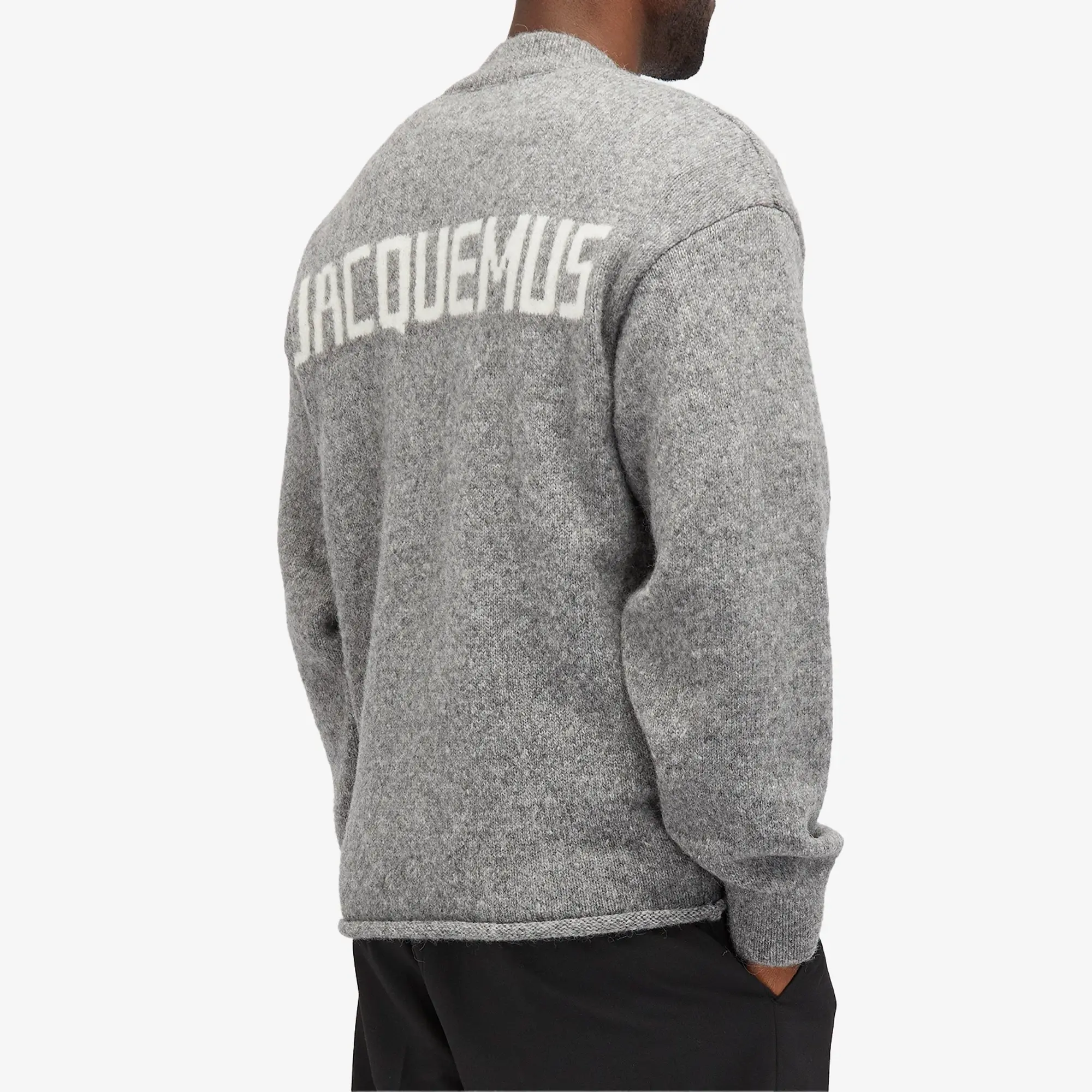 Jacquemus Men's Back Logo Knit Jumper Grey