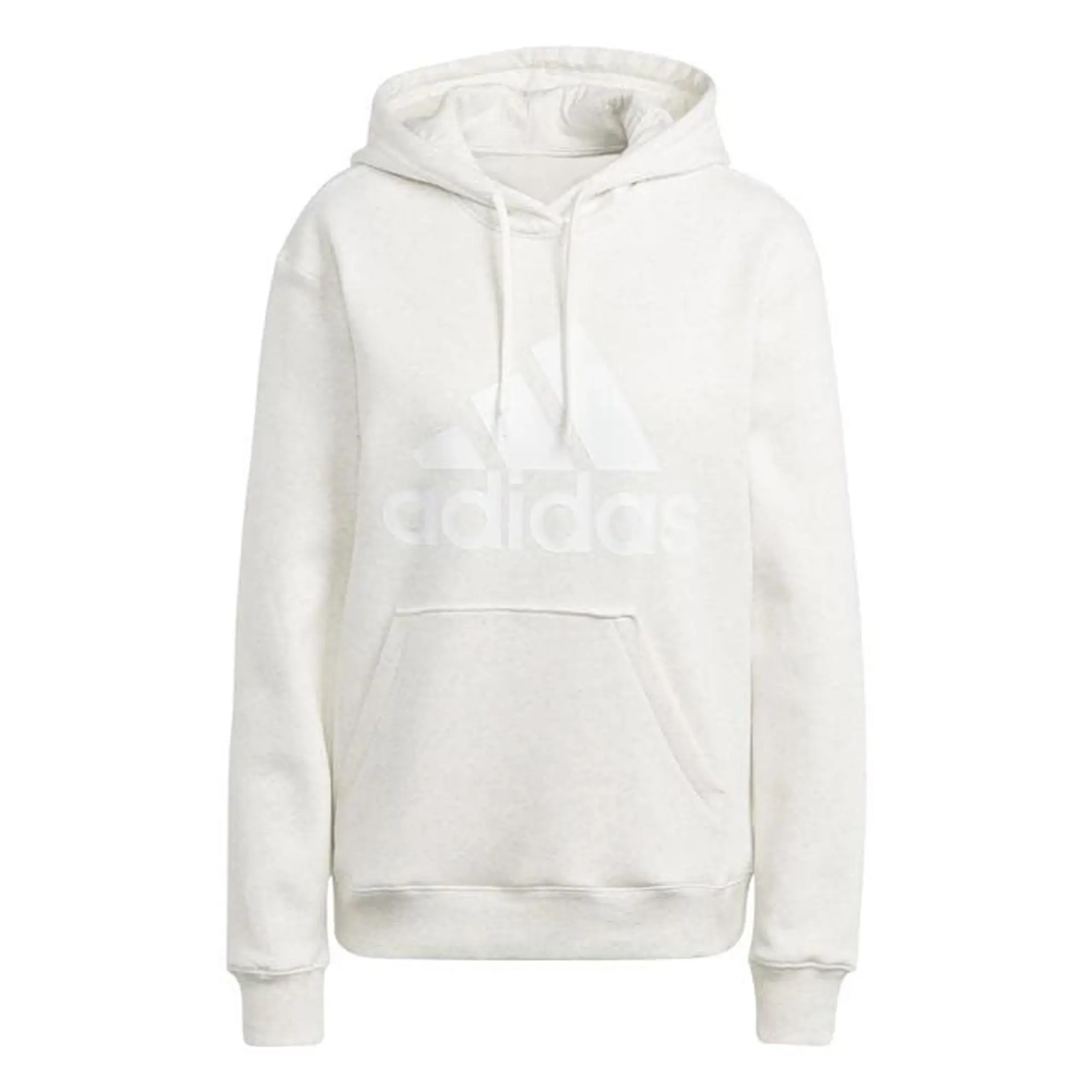 adidas Essentials Big Logo Regular Fleece Hoodie - Off White Melange/White - XL