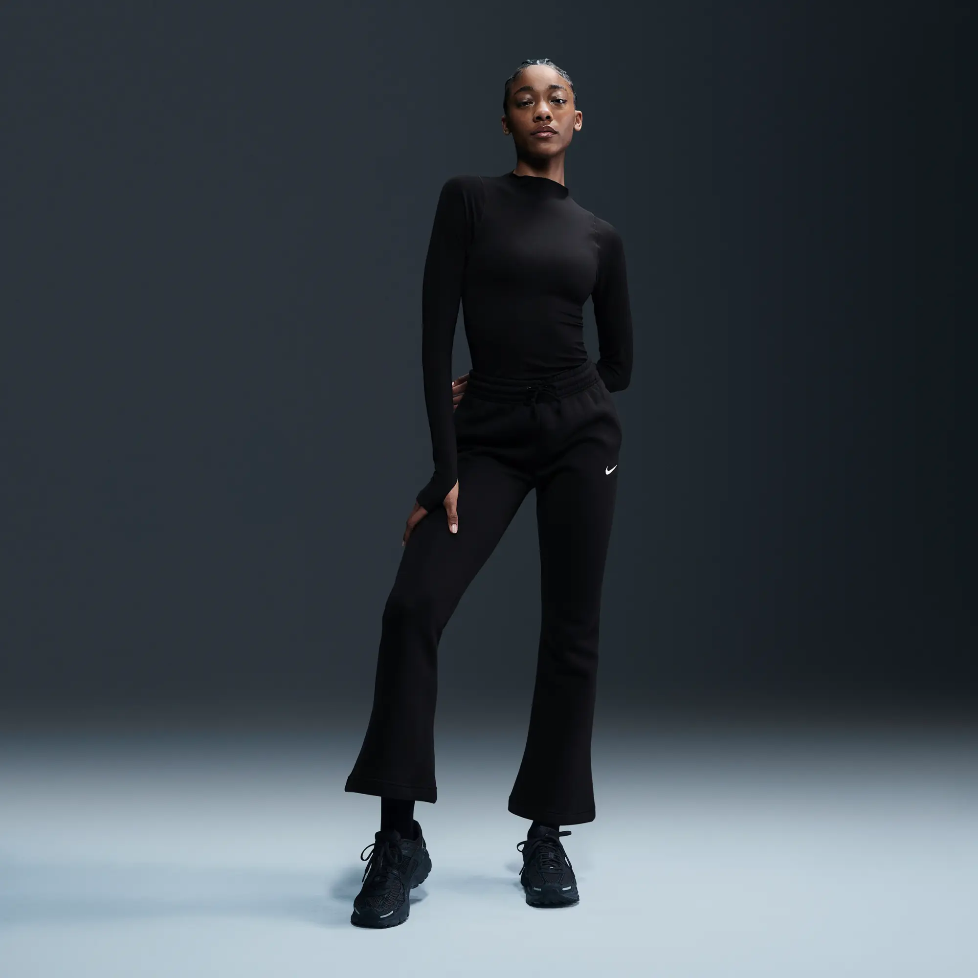 Nike Phoenix Fleece Flare Joggers - Black
