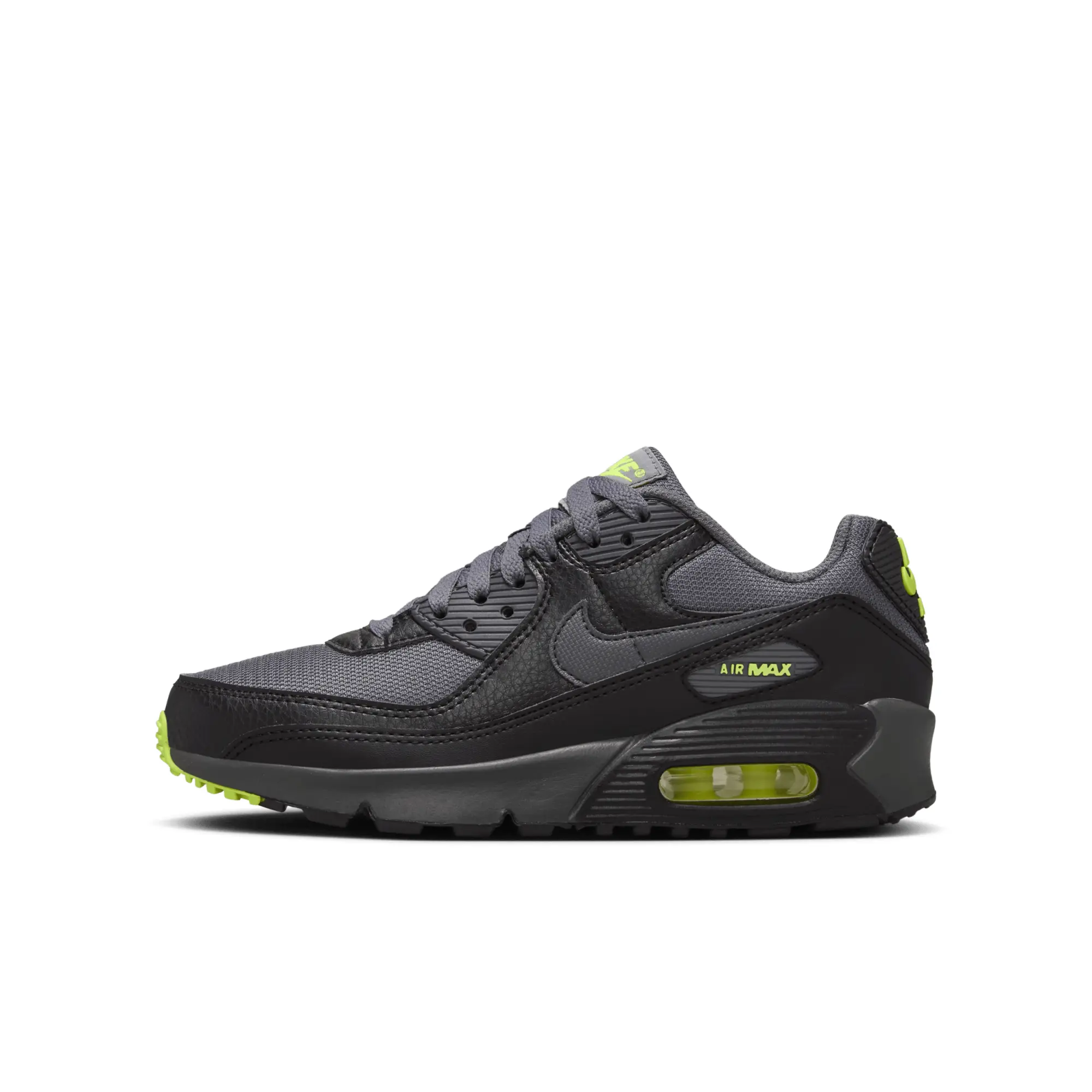 Nike Junior Air Max 90 Leather Trainer Black Size 6 Black HJ9206 001 FOOTY.COM