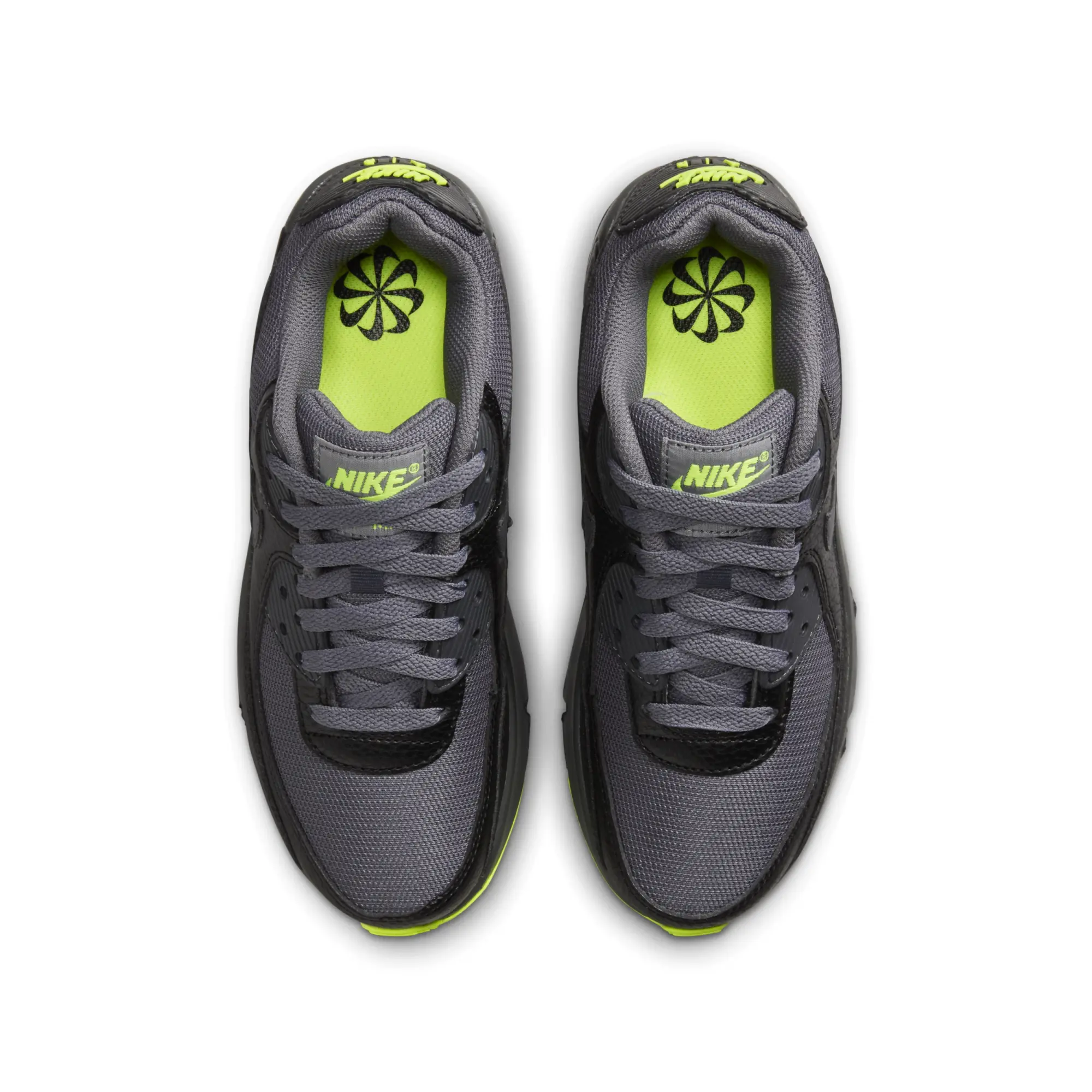 Nike Junior Air Max 90 Leather Trainer - Black - Size 3 - Black