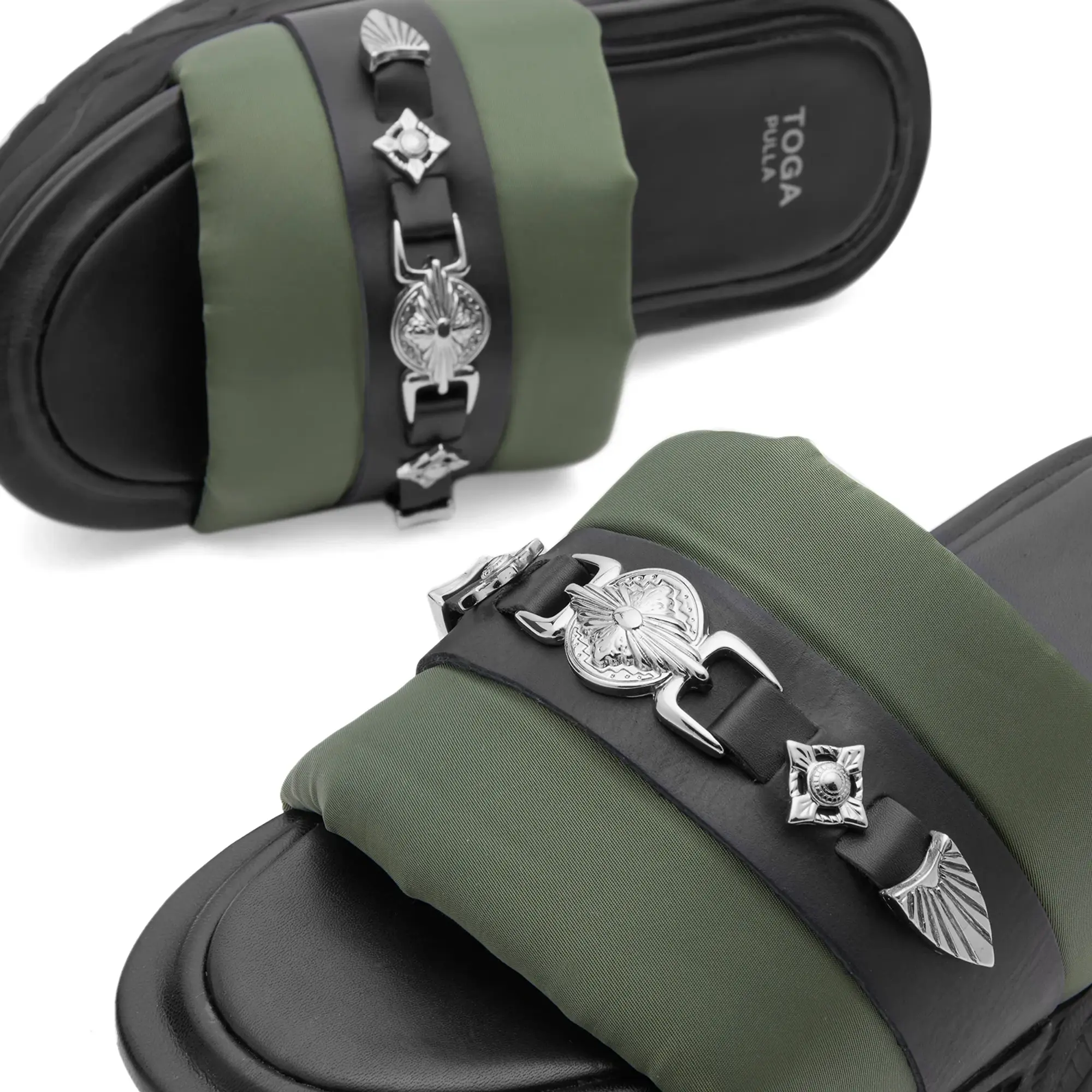 Toga Pulla Women's Platform Slider Sandals Green