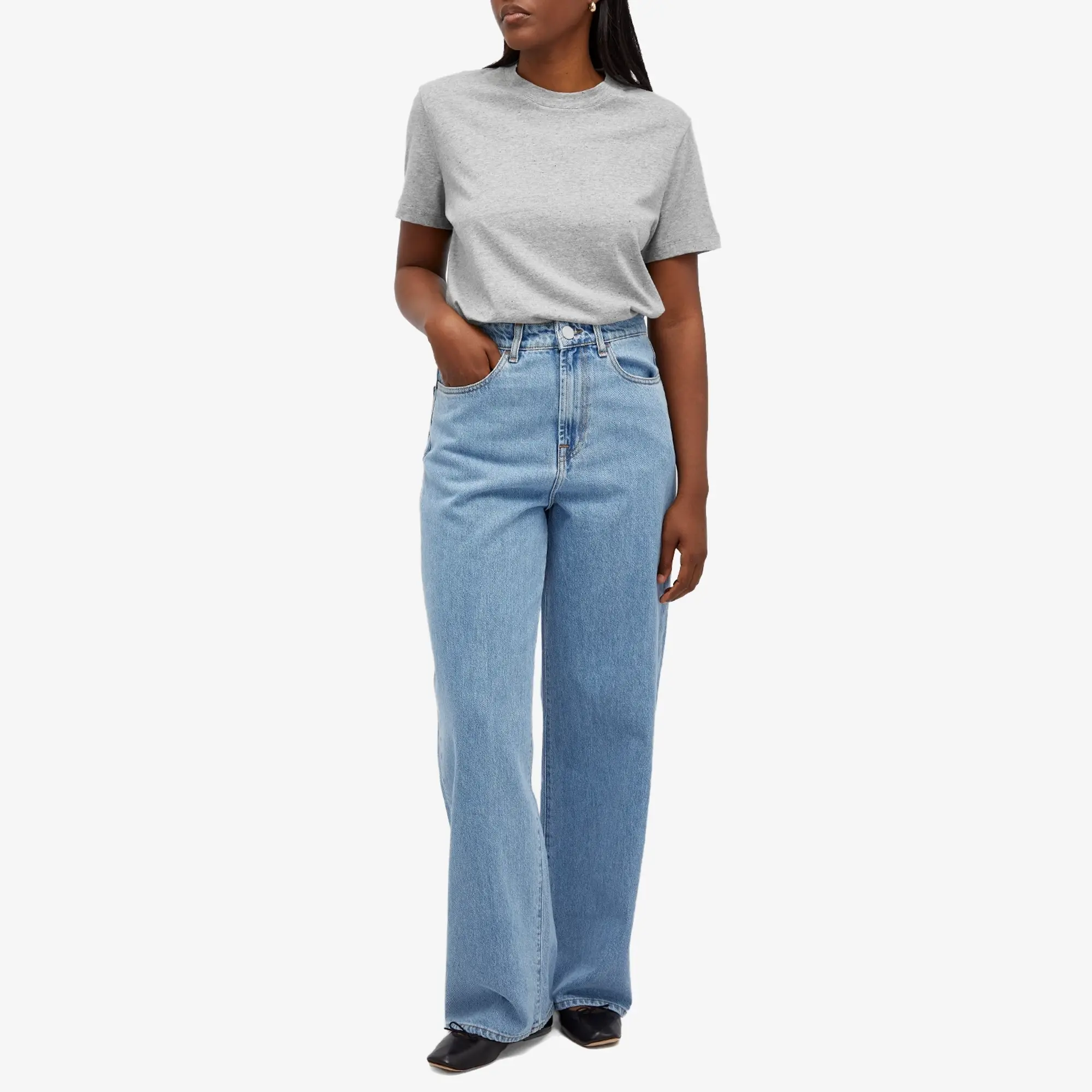 Róhe Women's Slub melange cotton t-shirt Light Grey Melange