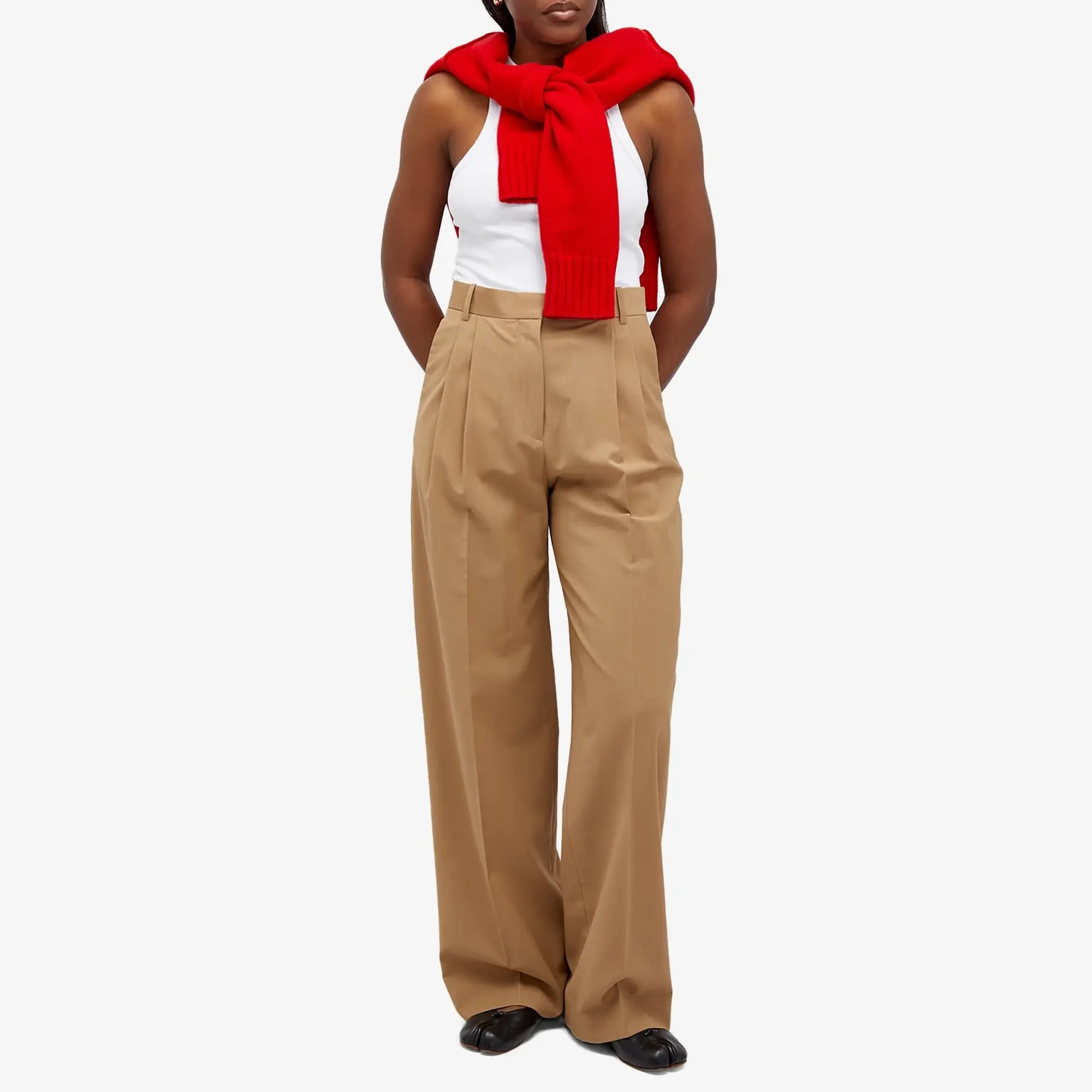 Róhe Women's Wide leg pleated trousers Fawn