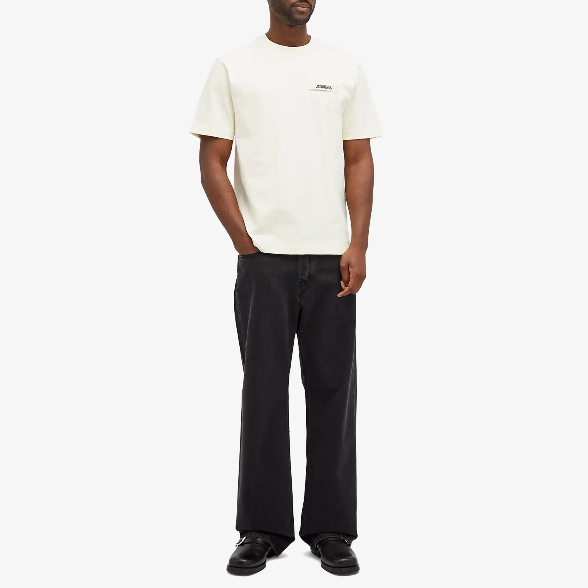 Jacquemus Men's Gros Grain Logo T-Shirt Beige