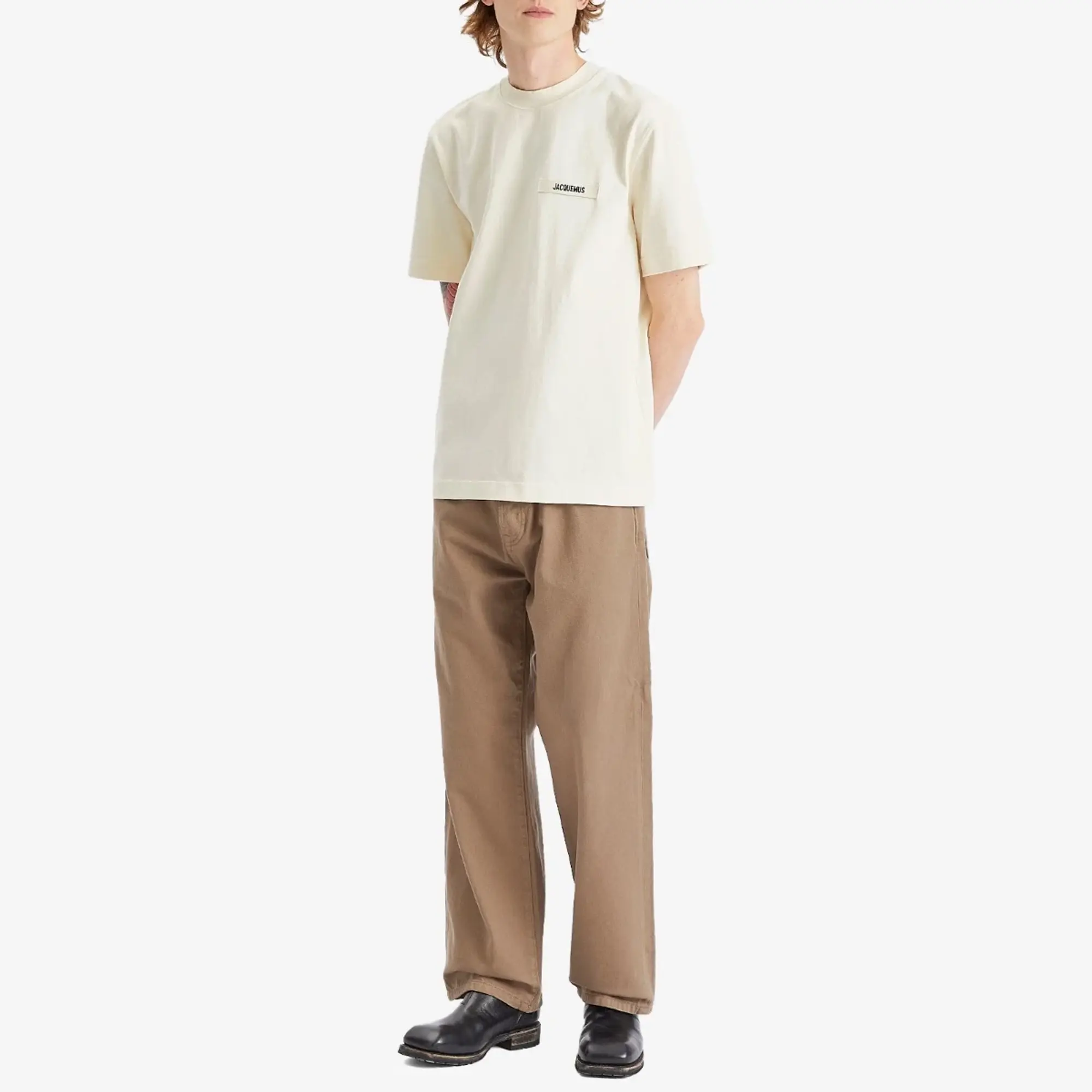 Jacquemus Men's Gros Grain Logo T-Shirt Beige