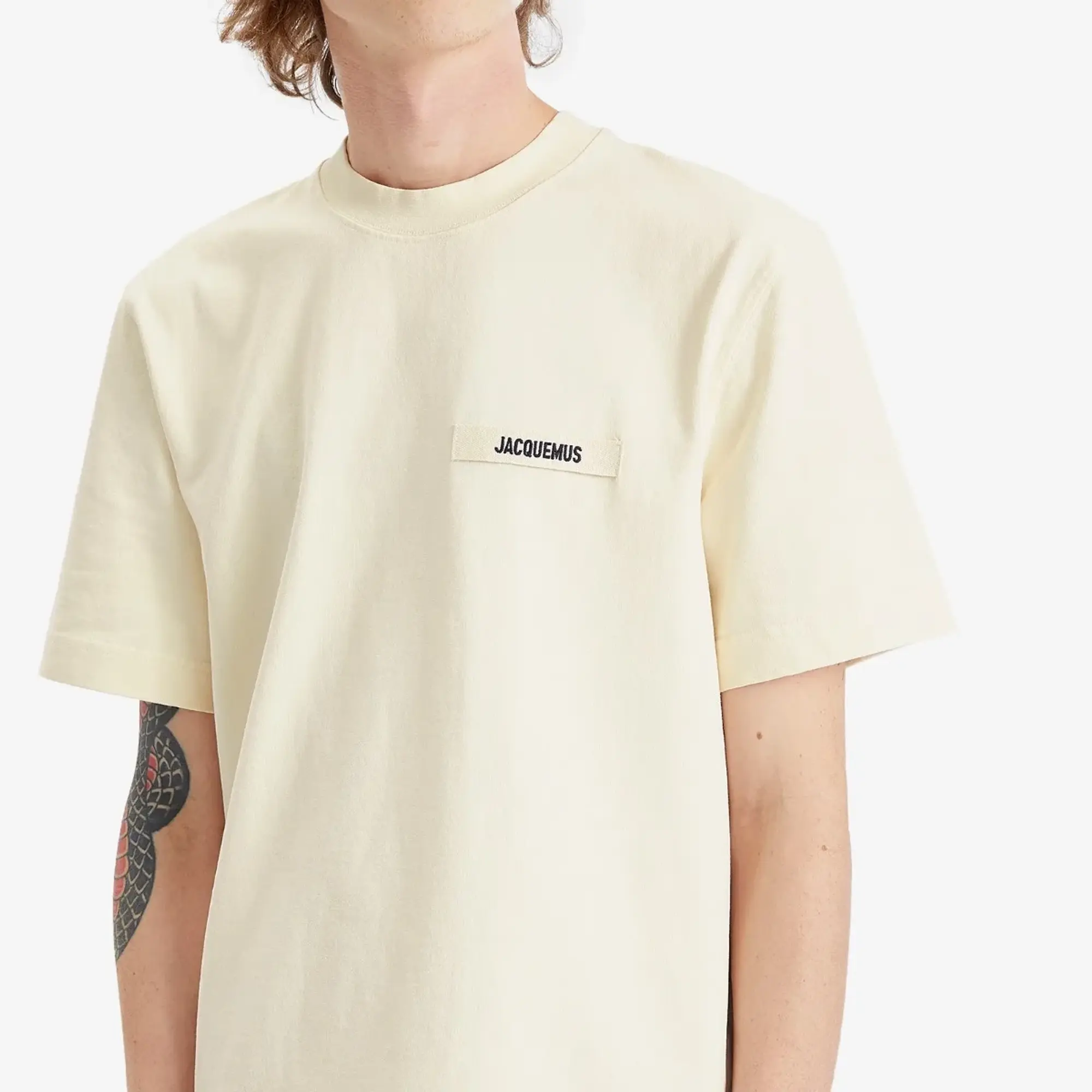 Jacquemus Men's Gros Grain Logo T-Shirt Beige
