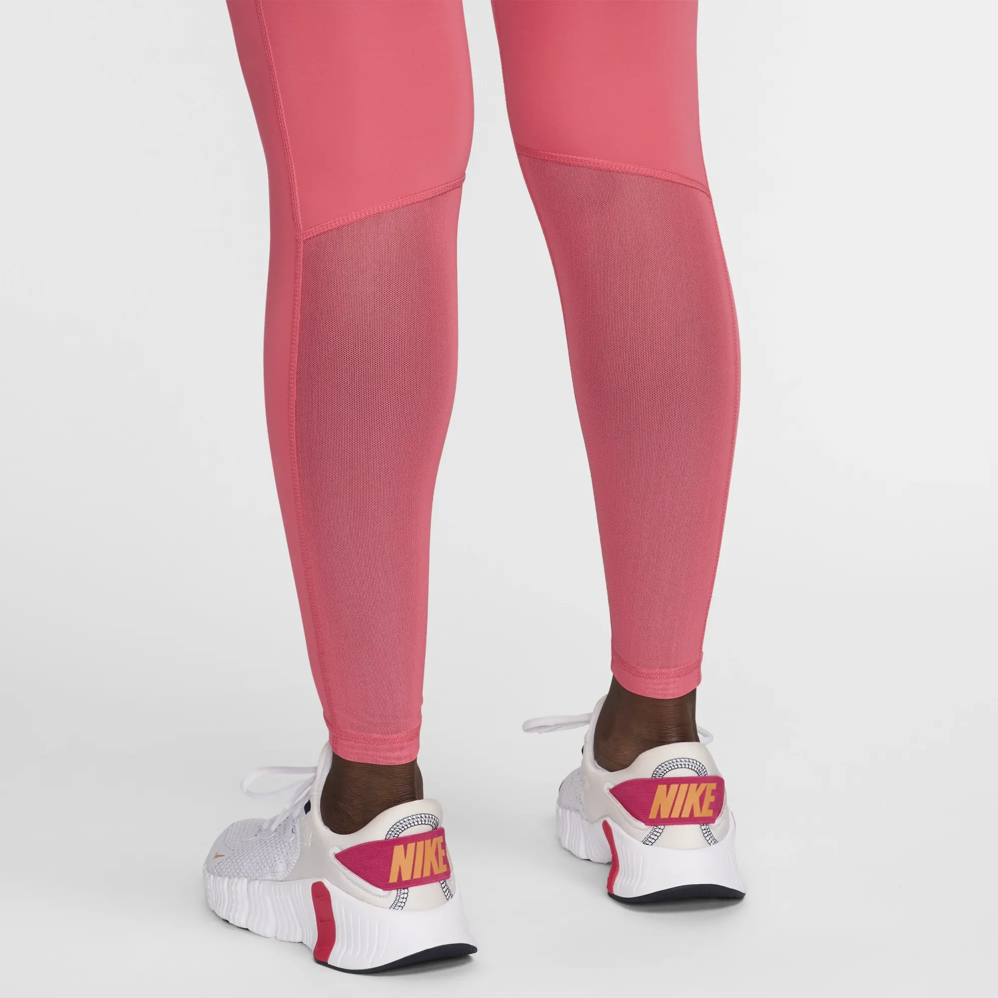 Nike Pro Women's Mid-Rise Mesh-Panelled Leggings - Pink - Polyester/Elastane