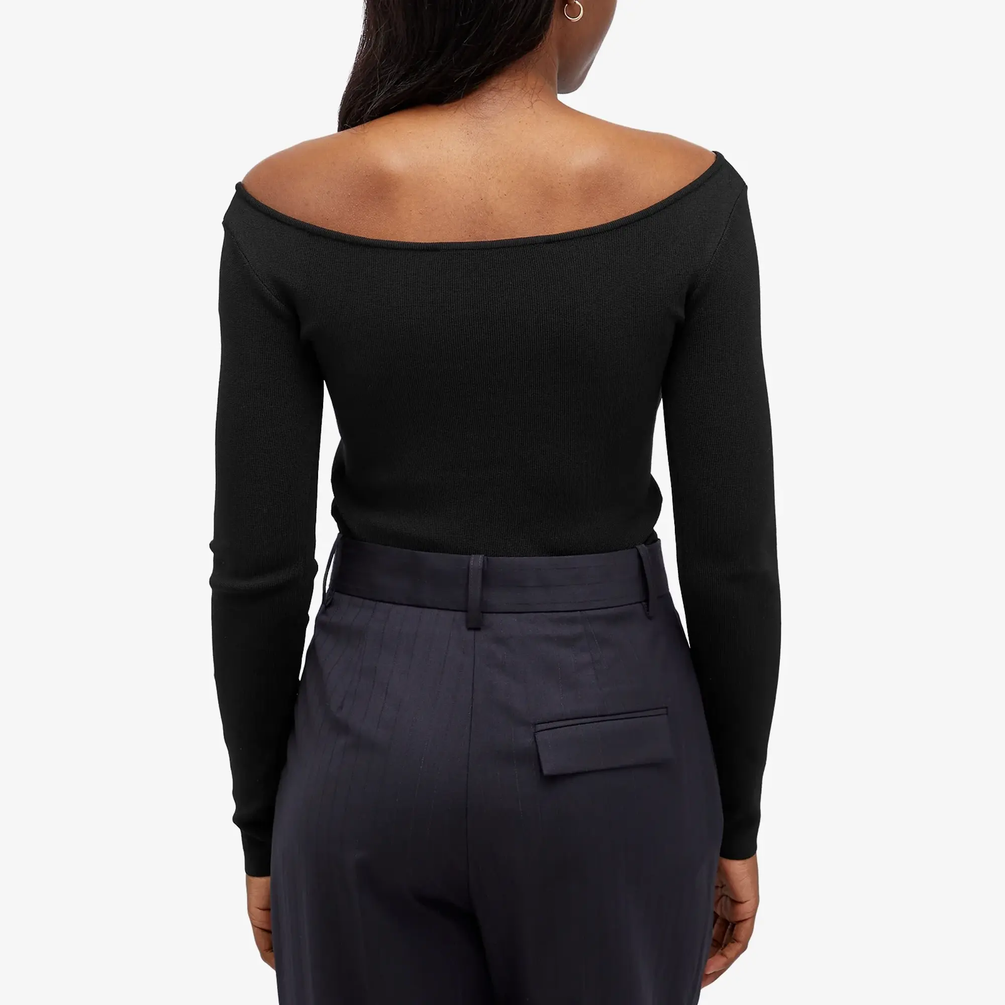 Róhe Women's Off Shoulder Knitted Long Sleeve Black