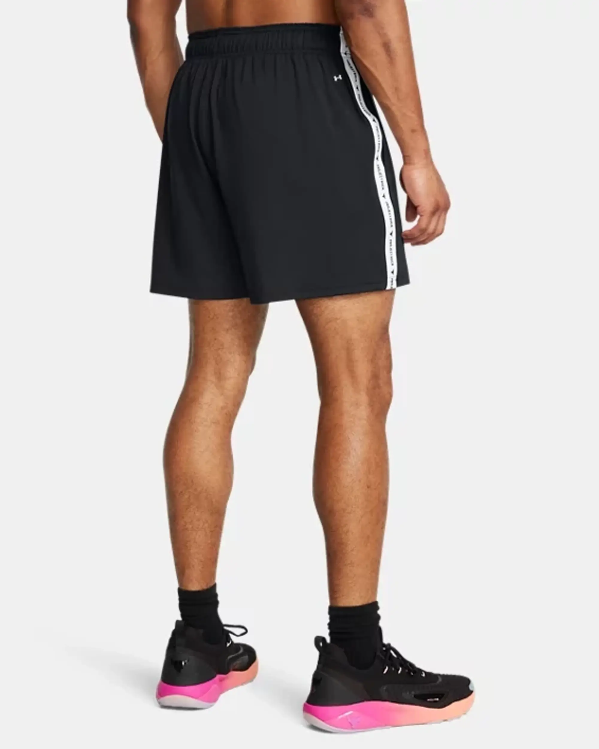 Under Armour Men's Project Rock Mesh Badge Of Honor Shorts Black / White XL