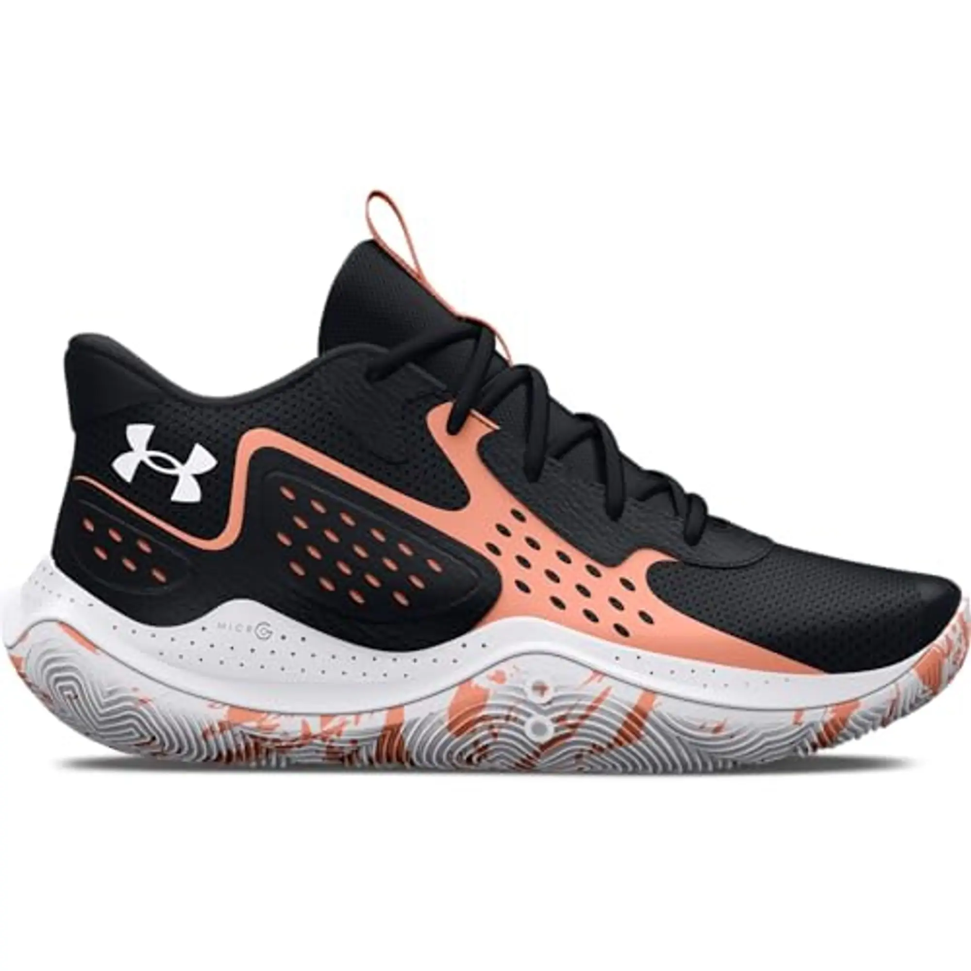 Unisex  Under Armour  Jet '23 Basketball Shoes Black / Bubble Peach / White 8