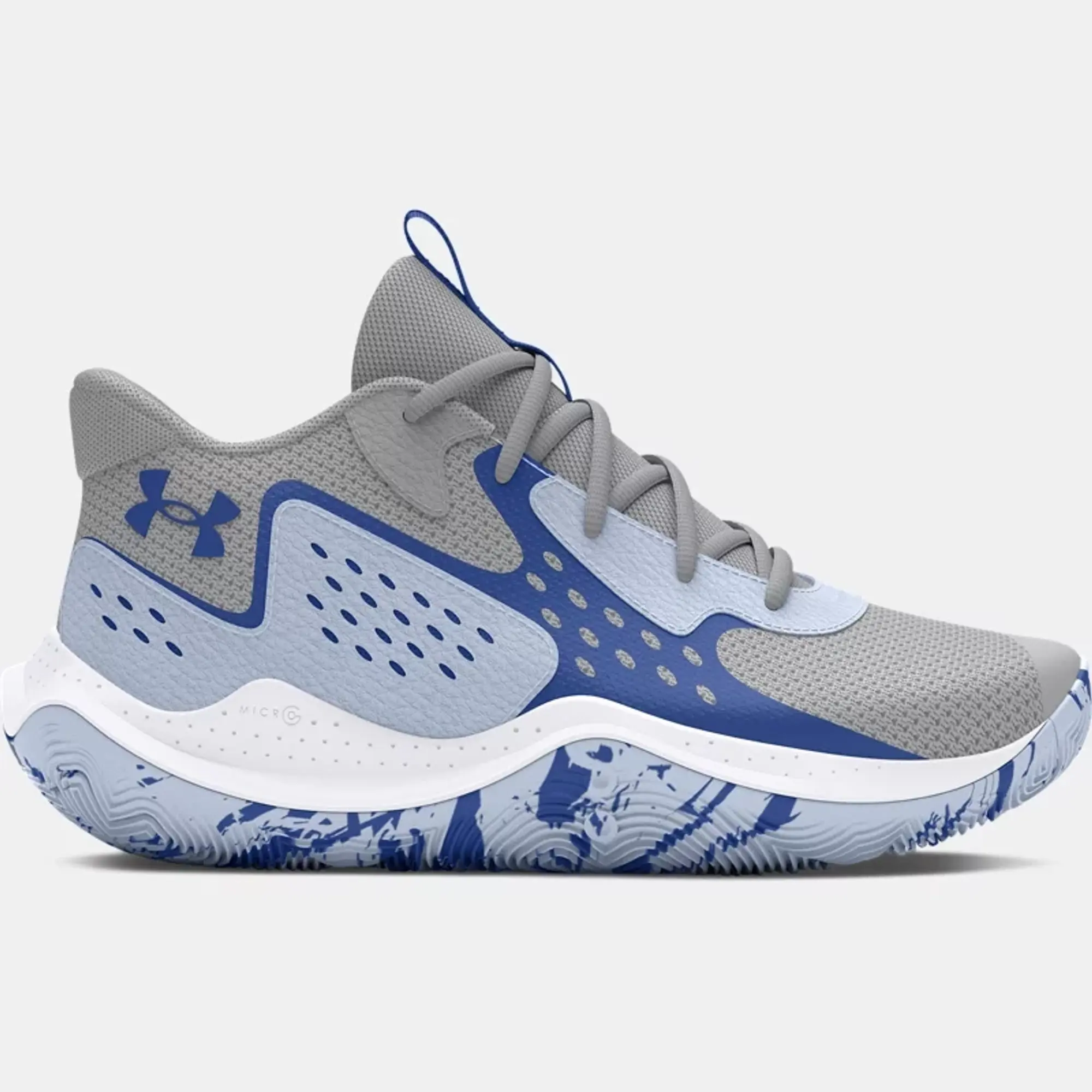 Grade School  Under Armour  Jet '23 Basketball Shoes Mod Gray / Nimbus Blue / Tech Blue 3
