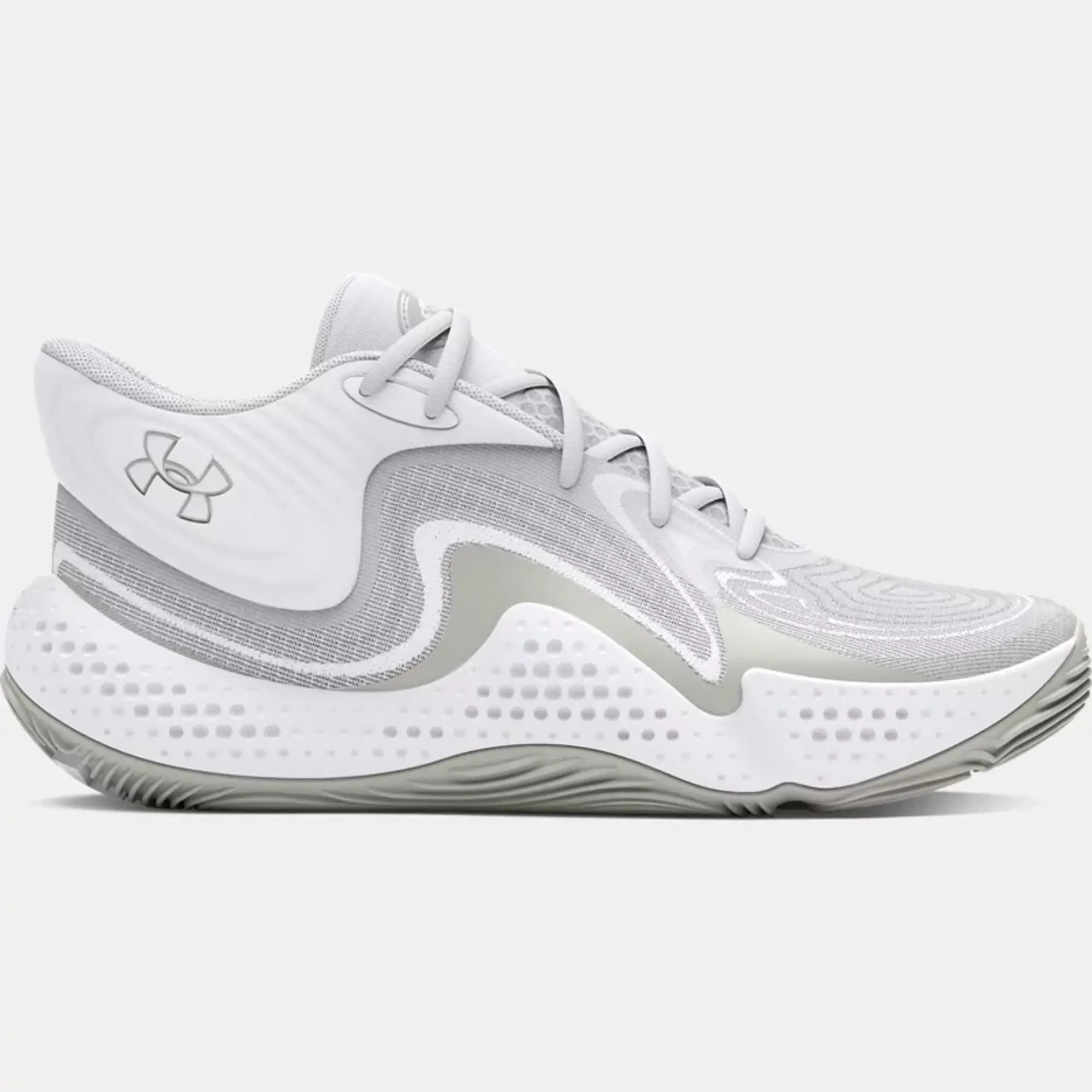 Under Armour  Spawn 6 Mid Unisex Basketball Shoes White / Distant Gray / White Clay 13