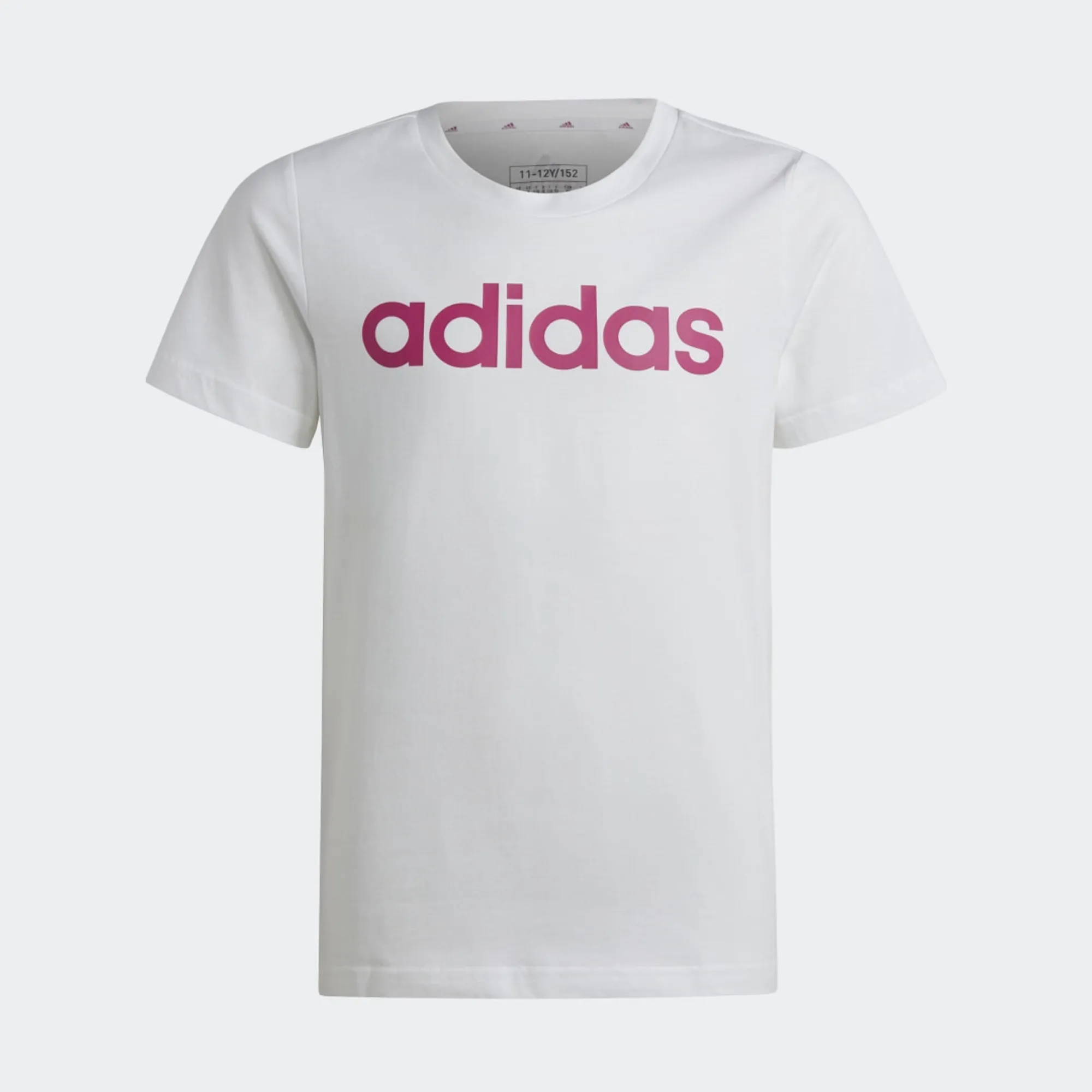 adidas Linear Logo Cotton Slim Fit T-Shirt Girls - White, Pink