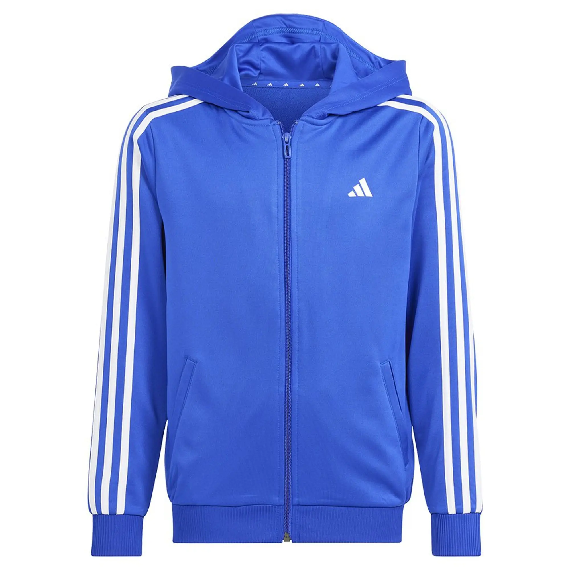 adidas Training Essentials 3 Stripes Zip Hoodie Kids - Blue, White