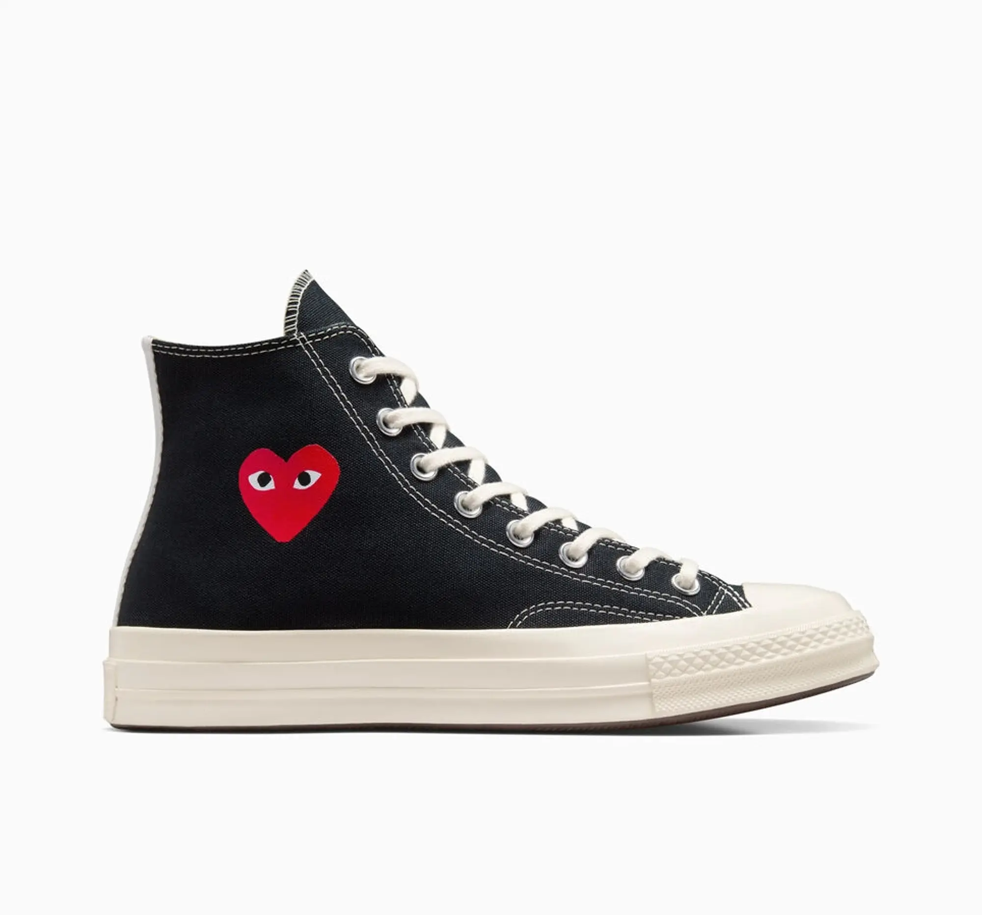 Comme des Garcons PLAY X Converse Single Heart Hi Chuck c70 Sneaker Black Red 7 Size 7 A08801C FOOTY.COM