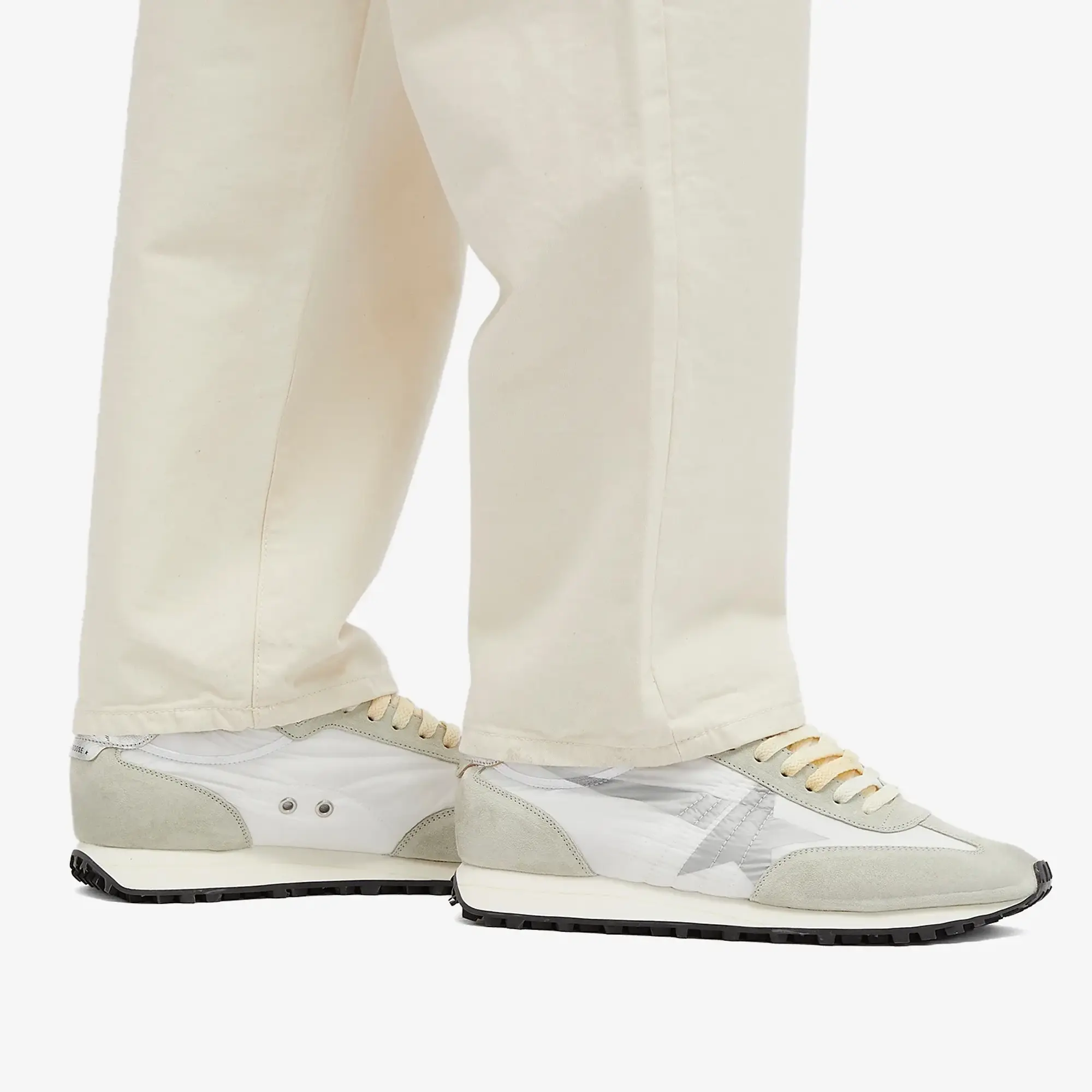 Golden Goose Men's Marathon Runner Suede Sneaker White/Grey/Silver