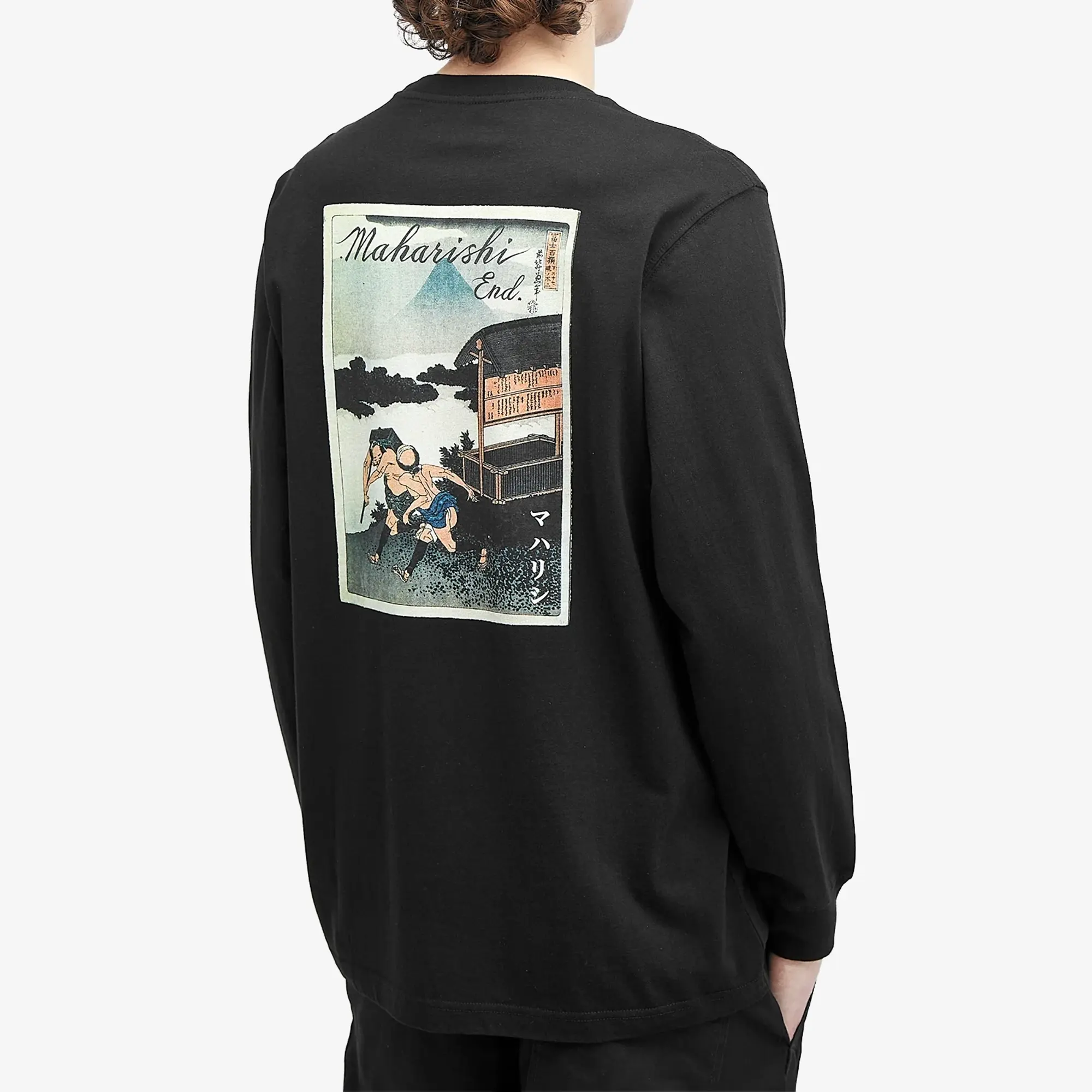 END. x Maharishi Men's Hikyaku Courier Long Sleeve T-Shirt Black
