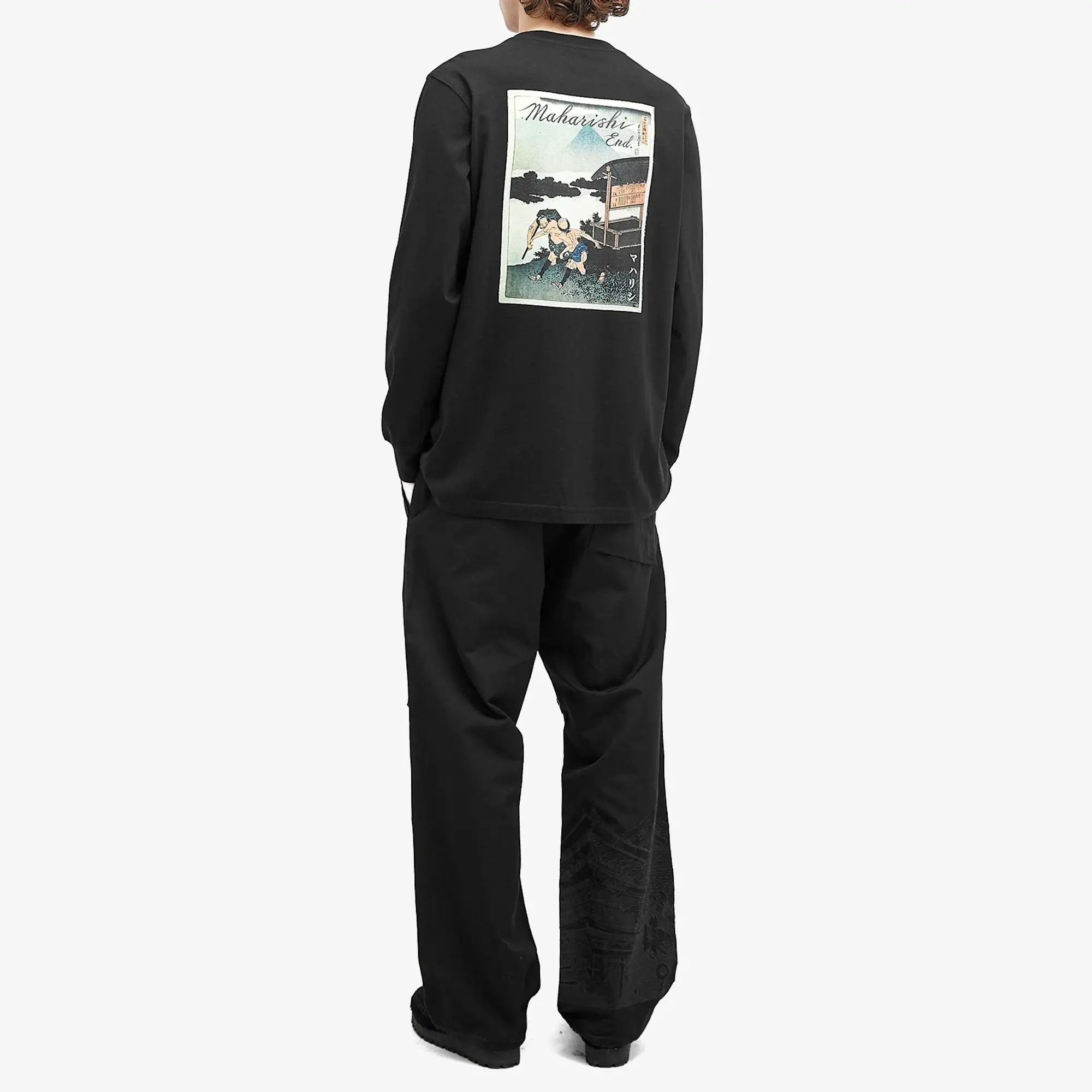 END. x Maharishi Men's Hikyaku Courier Long Sleeve T-Shirt Black