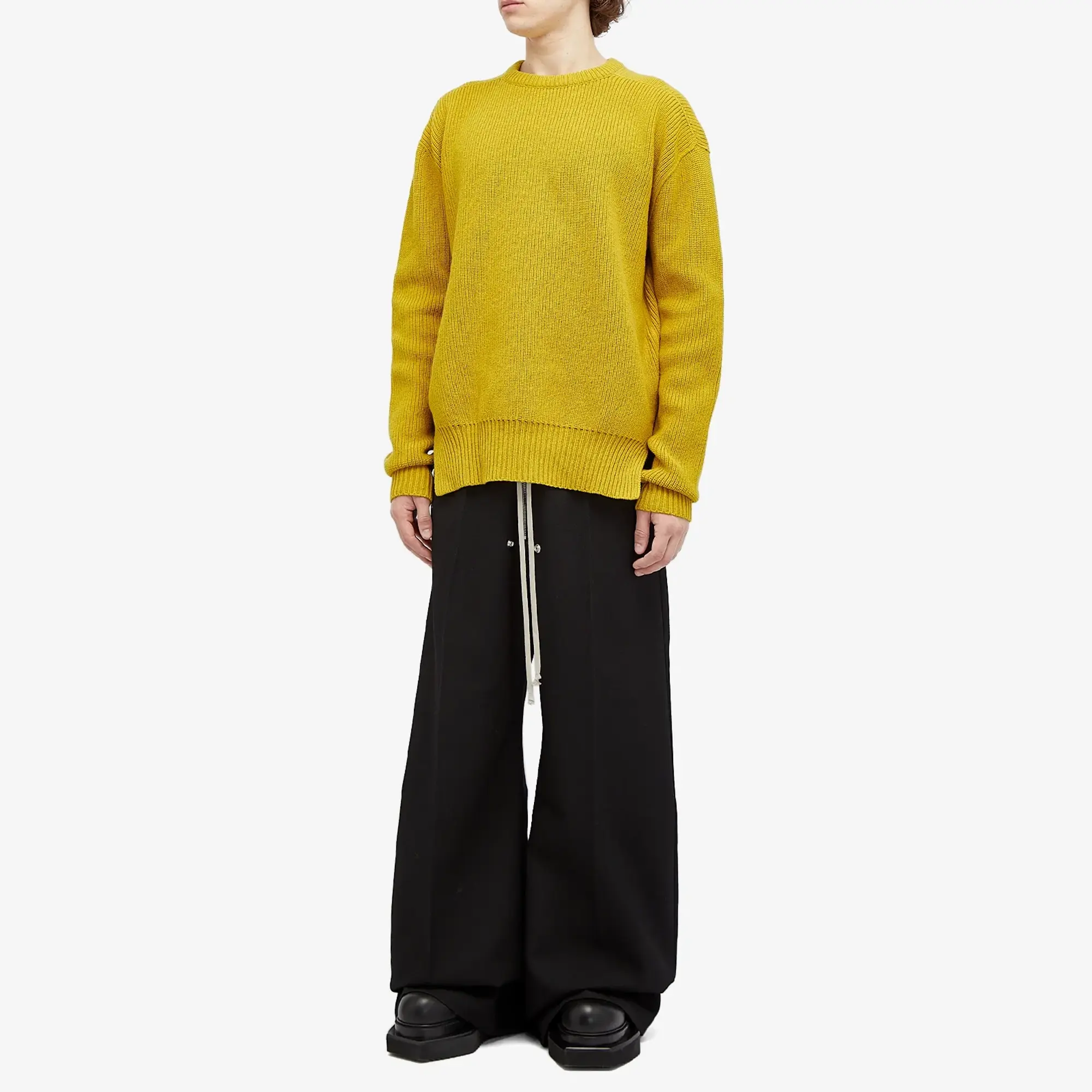 Rick Owens Men's Fisherman Knit Round Neck Lemon