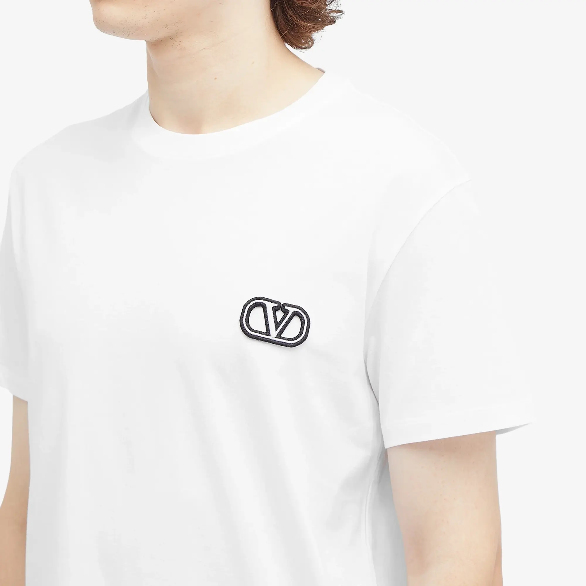 Valentino Men's Small V Logo T Shirt White
