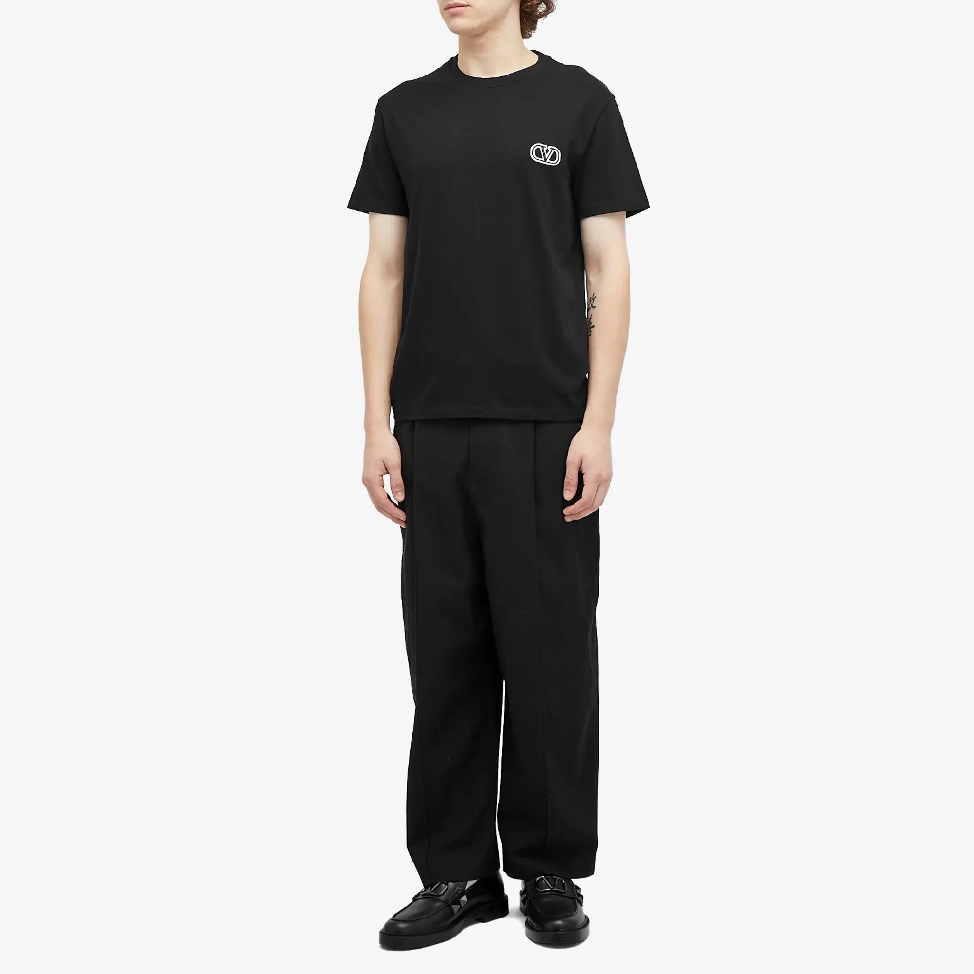 Valentino Men's Small V Logo T Shirt Black