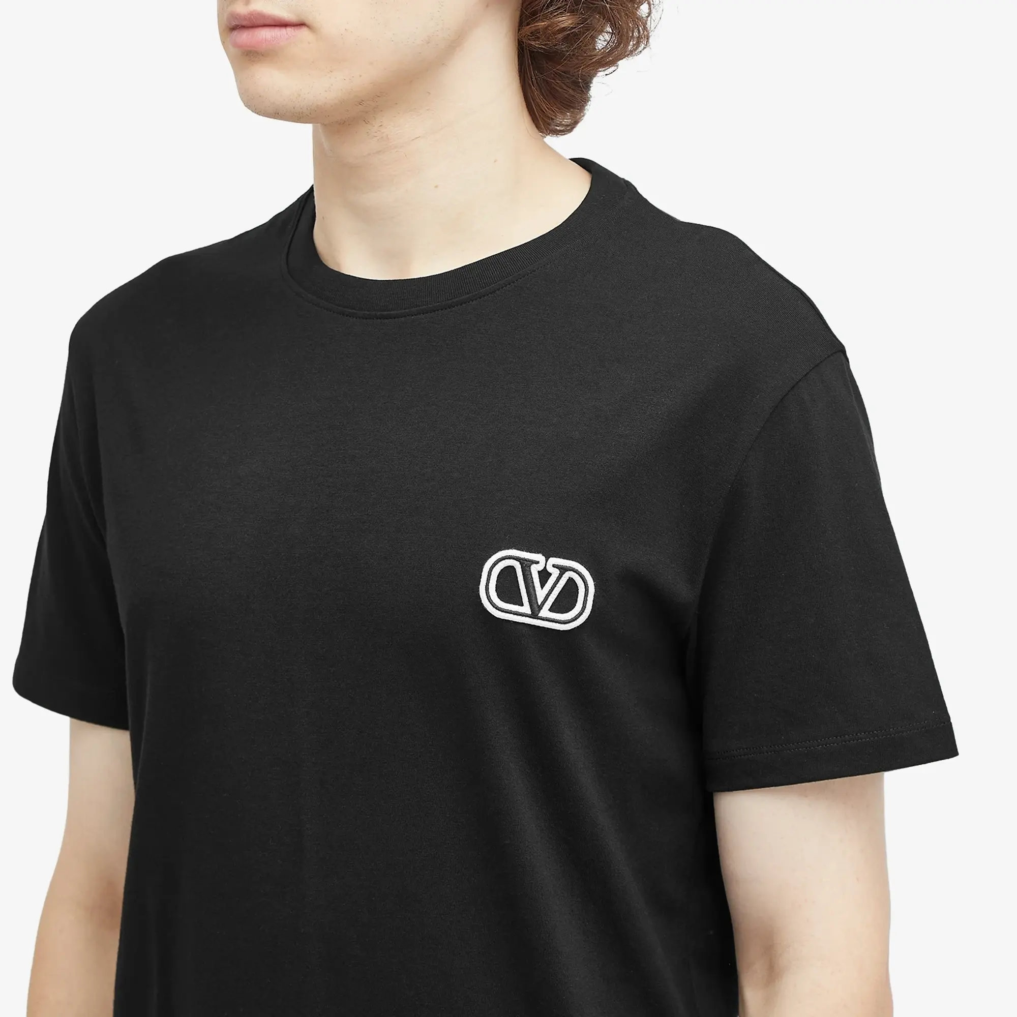 Valentino Men's Small V Logo T Shirt Black