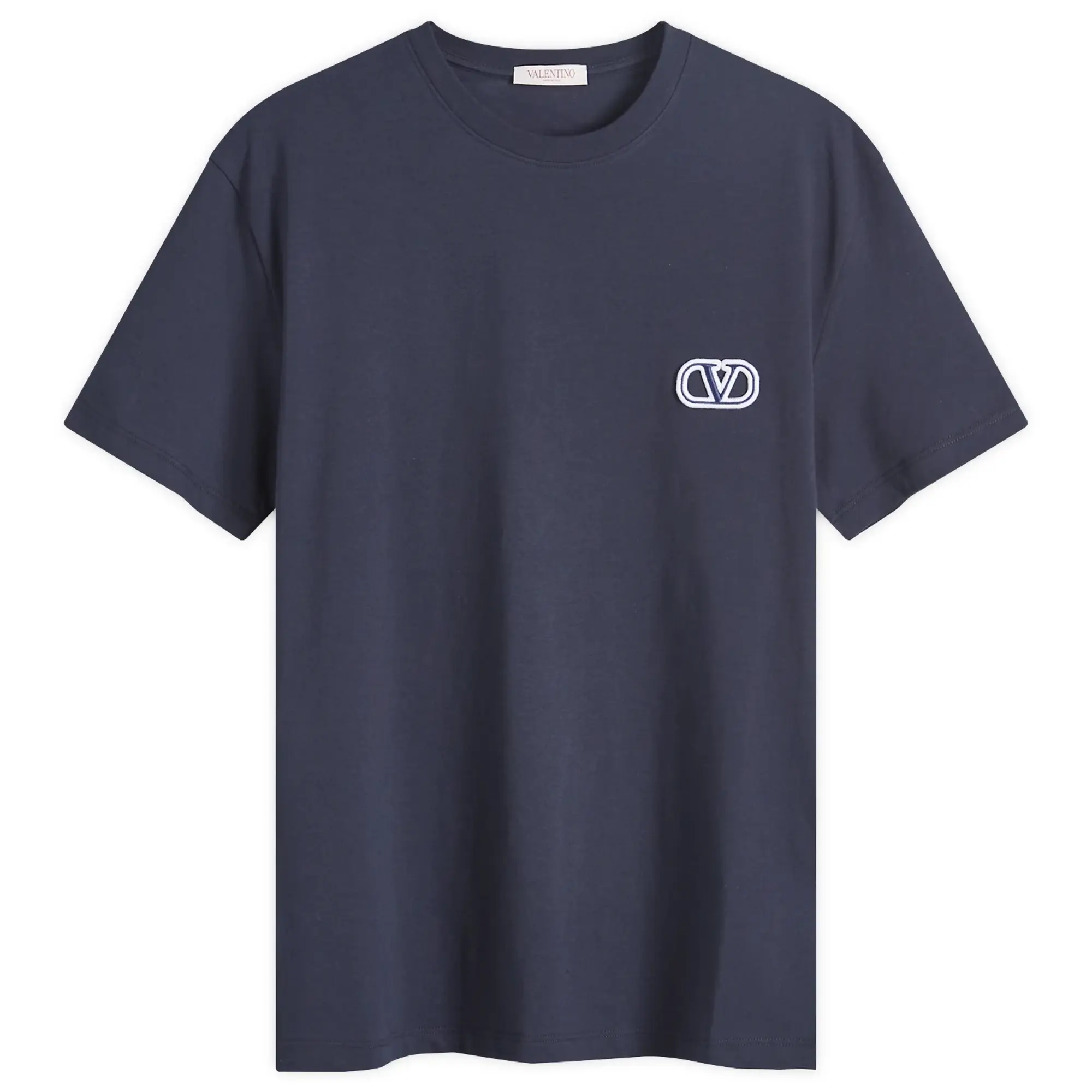 Valentino Men's Small V Logo T Shirt Navy
