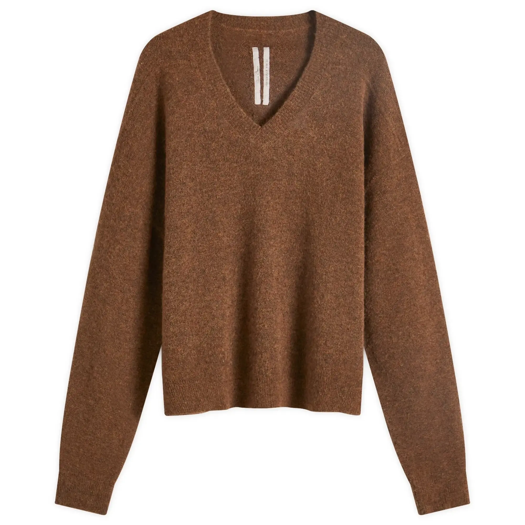 Rick Owens Men's Tommy Knit V Neck Brown