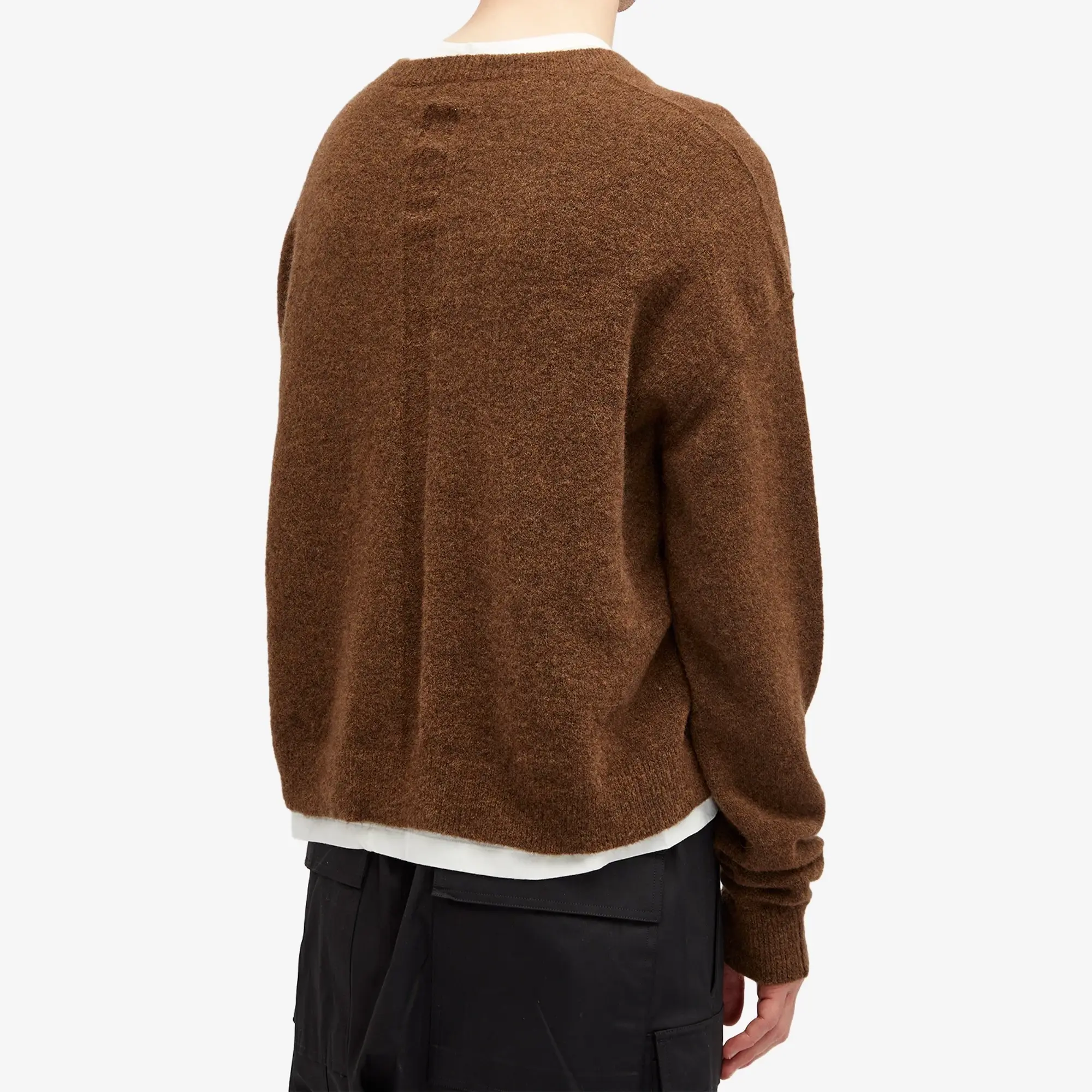 Rick Owens Men's Tommy Knit V Neck Brown