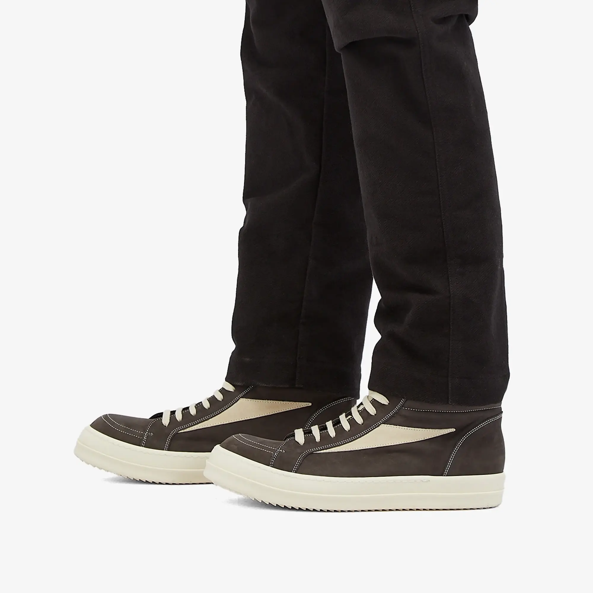 Rick Owens Men's High Vintage Sneaks Dark Dust / Milk
