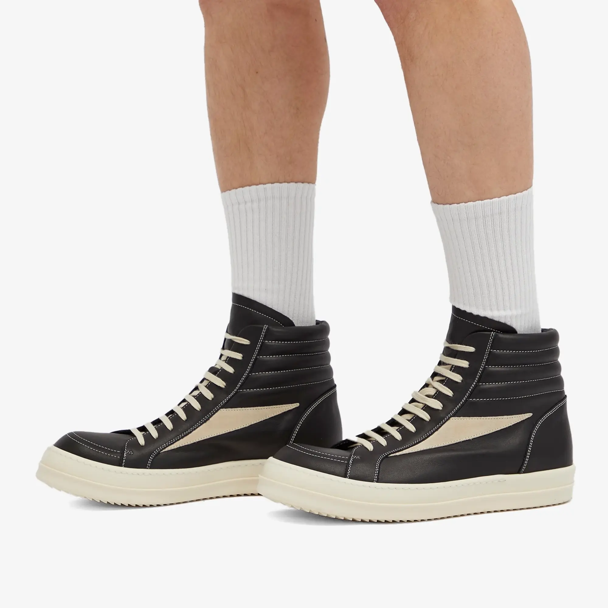 Rick Owens Men's High Vintage Sneaks Black/Milk