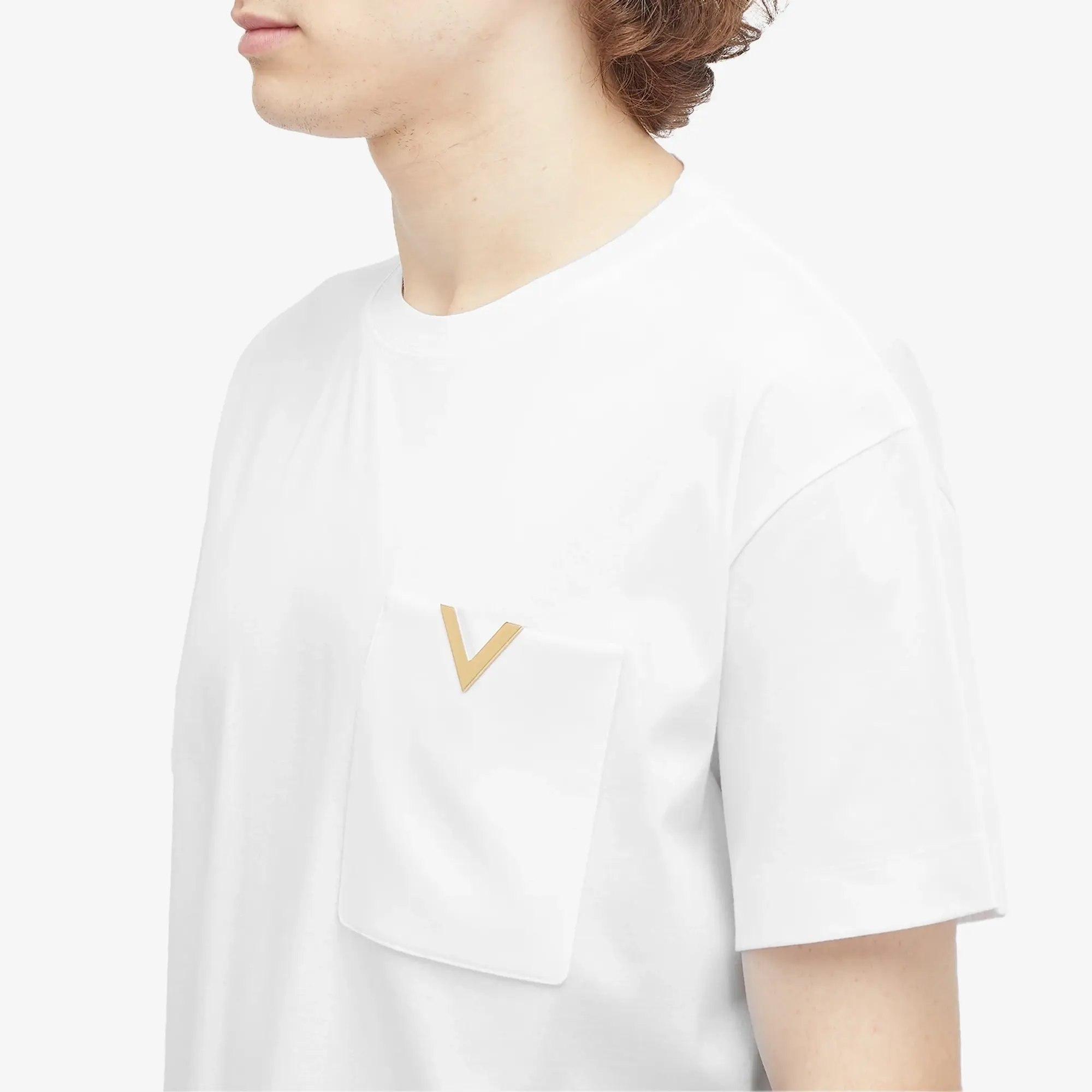 Valentino Men's V Pocket Logo Shirt White