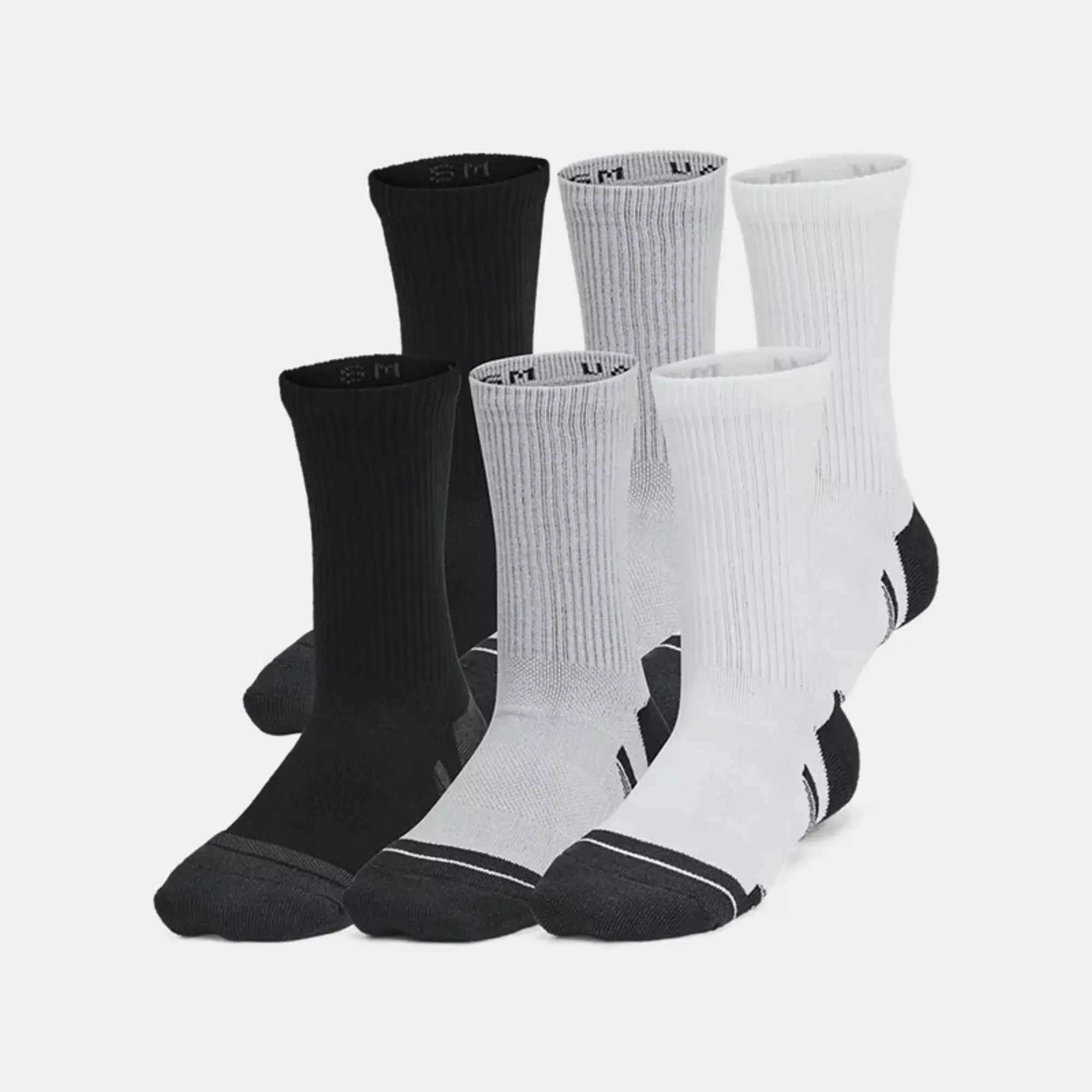 Kids'  Under Armour  Performance Tech 6-Pack Crew Socks Mod Gray / Mod Gray / Jet Gray S