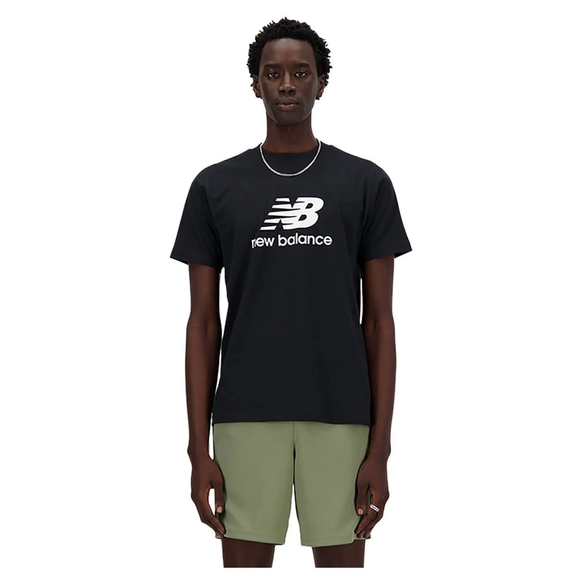 New Balance Mens Stacked Logo T-Shirt - Black, Black