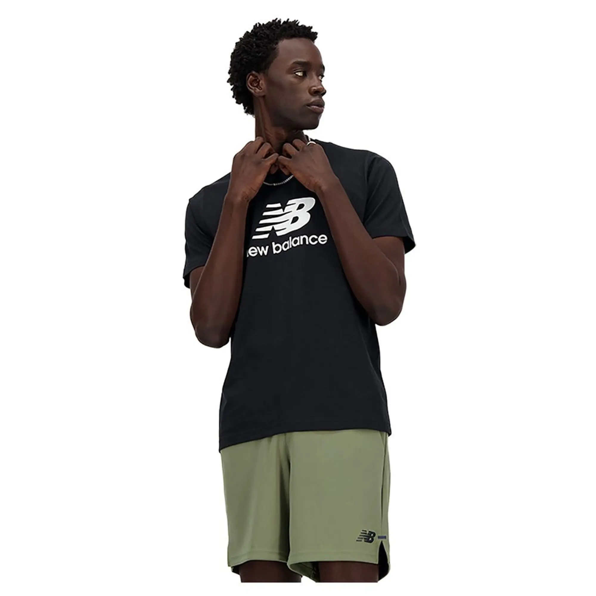 New Balance Mens Stacked Logo T-Shirt - Black, Black