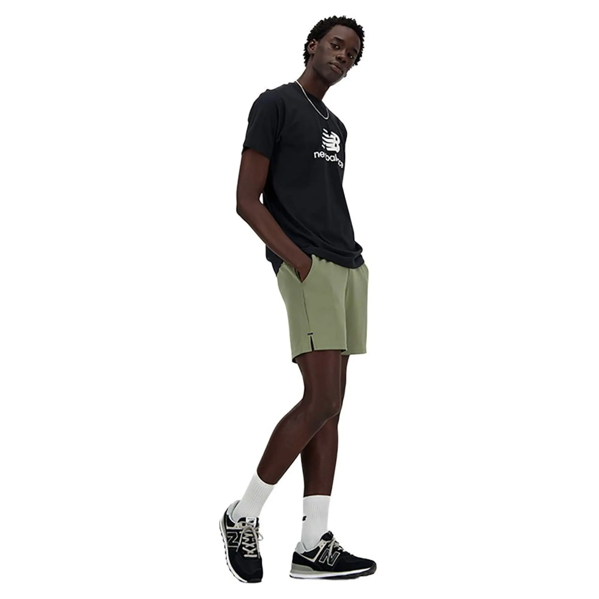 New Balance Mens Stacked Logo T-Shirt - Black, Black