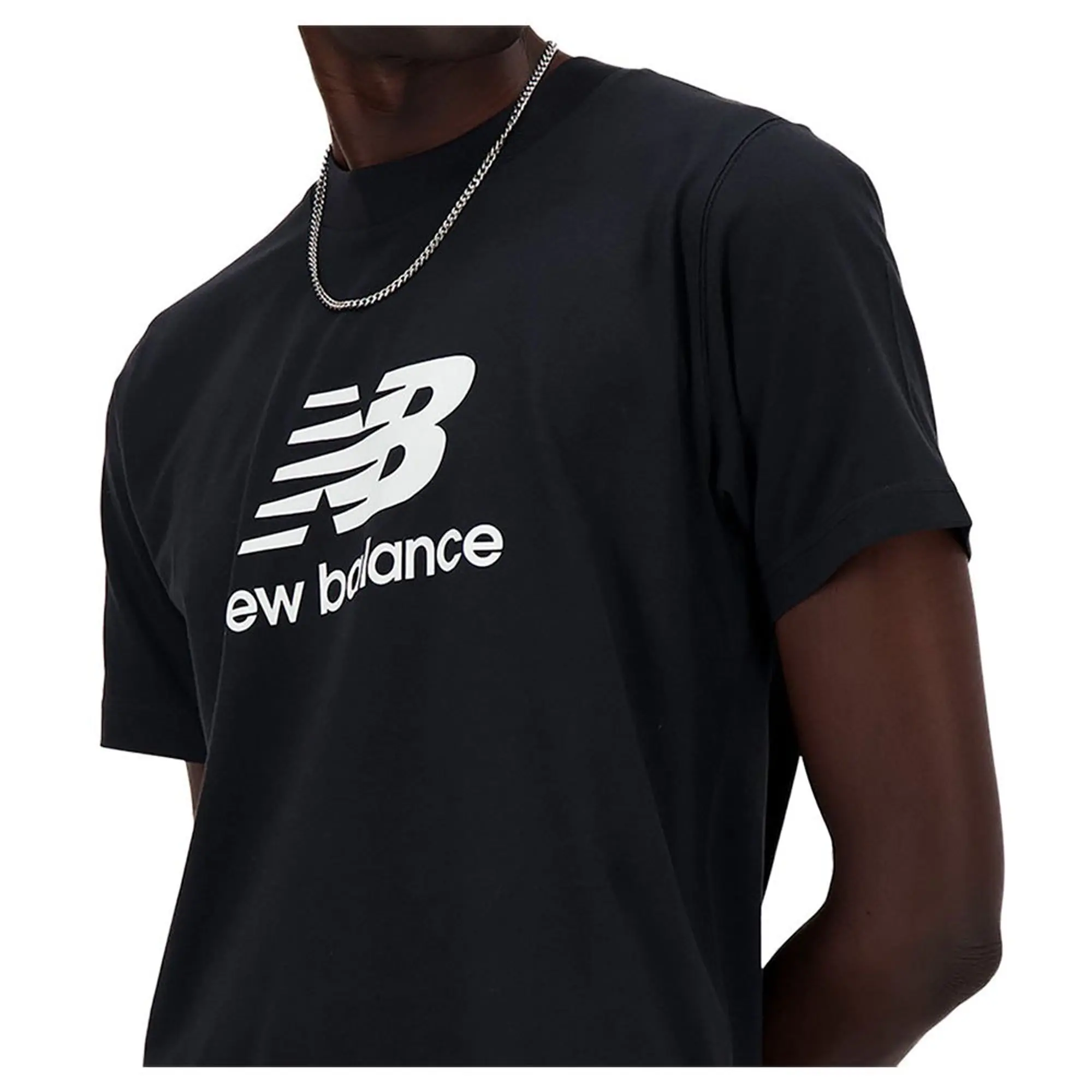 New Balance Mens Stacked Logo T-Shirt - Black, Black