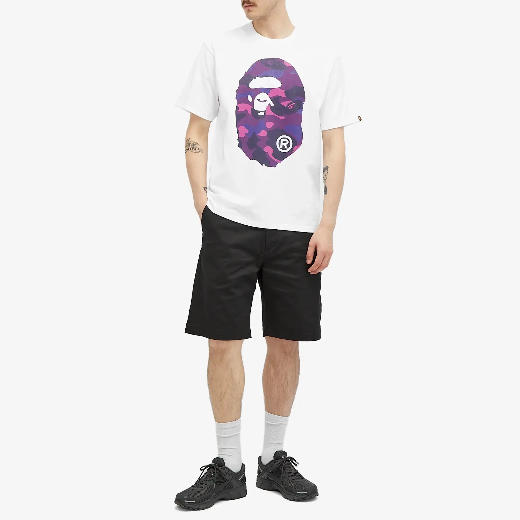 T-Shirt A Bathing Ape Color Camo Big Ape Head Tee White/ Purple Xxl