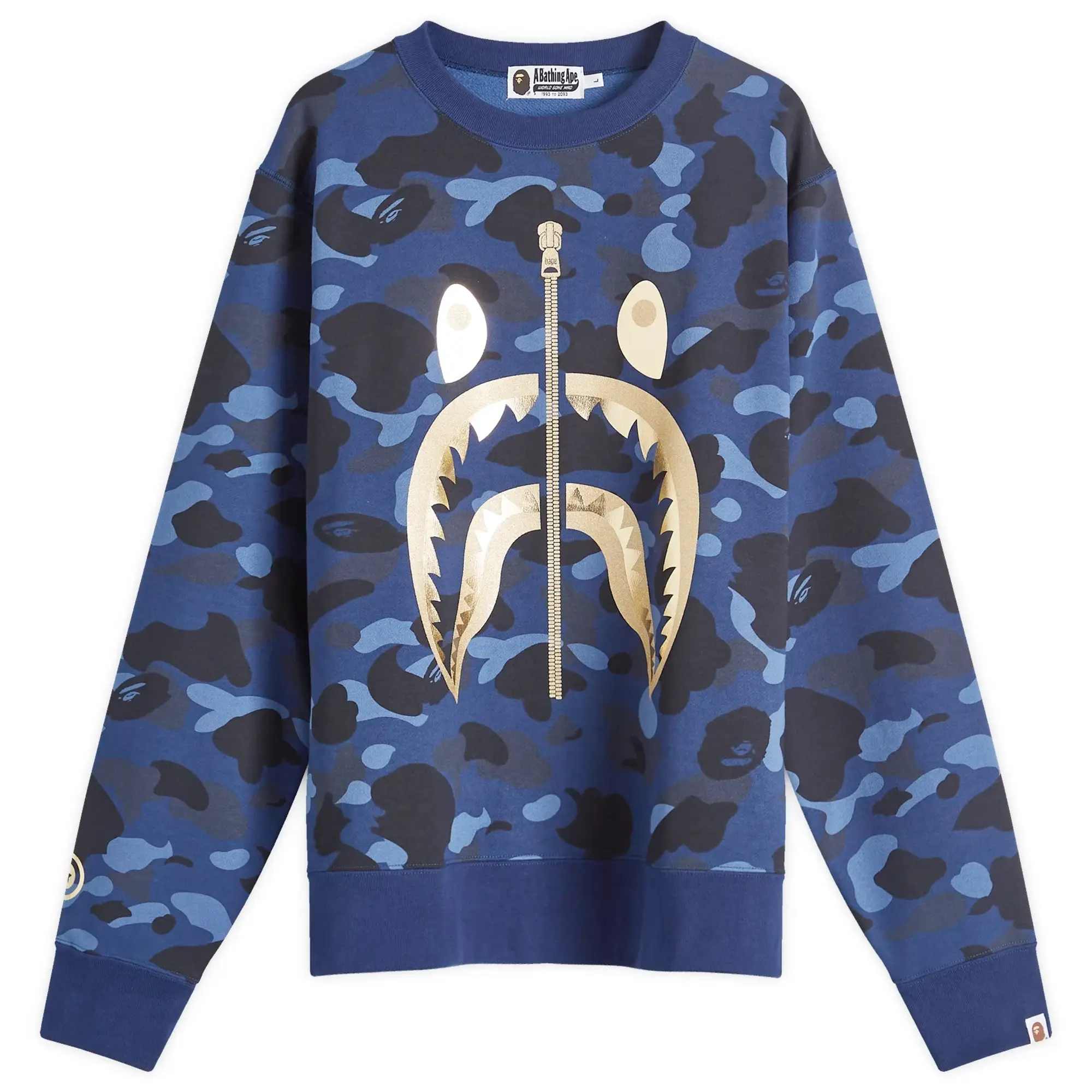 A Bathing Ape Men's Colour Camo Shark Crew Sweat Navy
