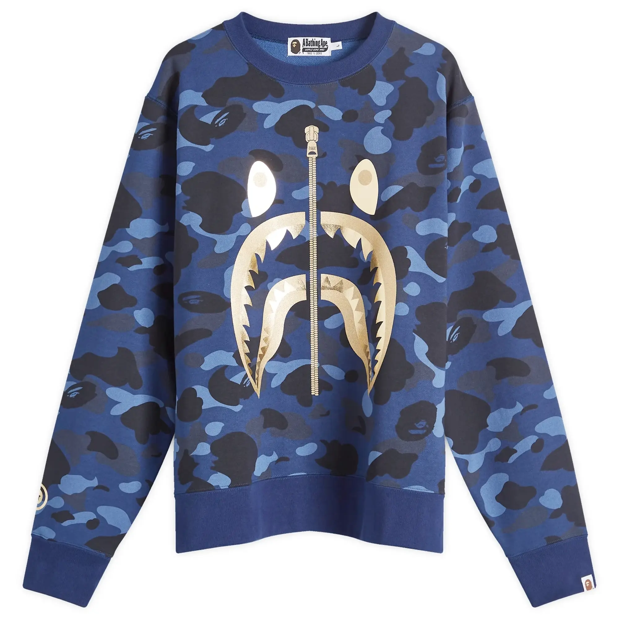 A Bathing Ape Men's Colour Camo Shark Crew Sweat Navy
