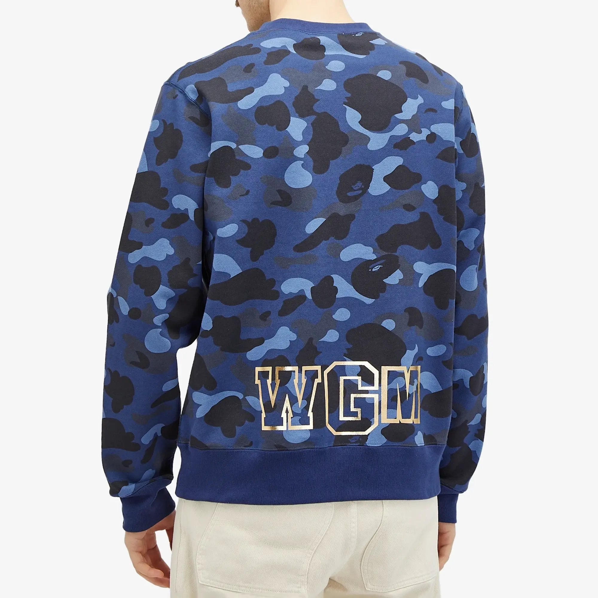 A Bathing Ape Men's Colour Camo Shark Crew Sweat Navy