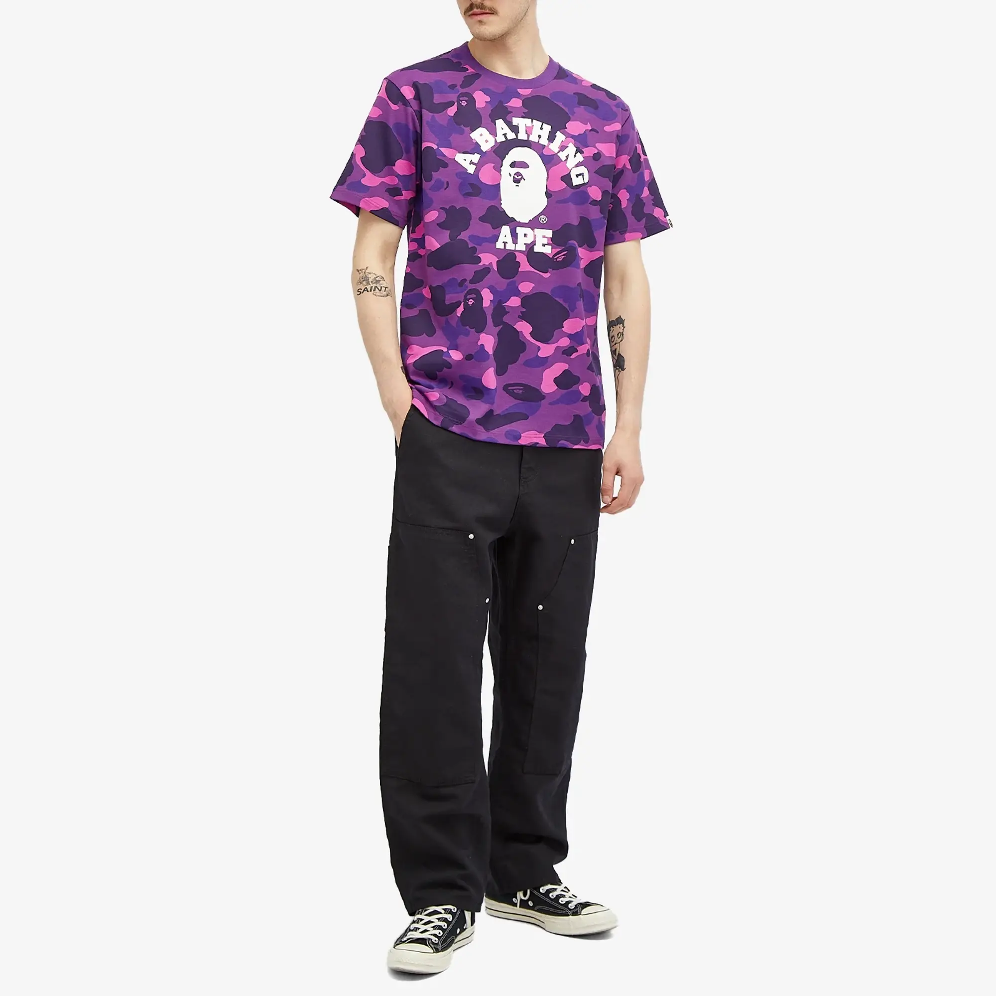 T-Shirt A Bathing Ape Color Camo College Tee Purple Xxxl