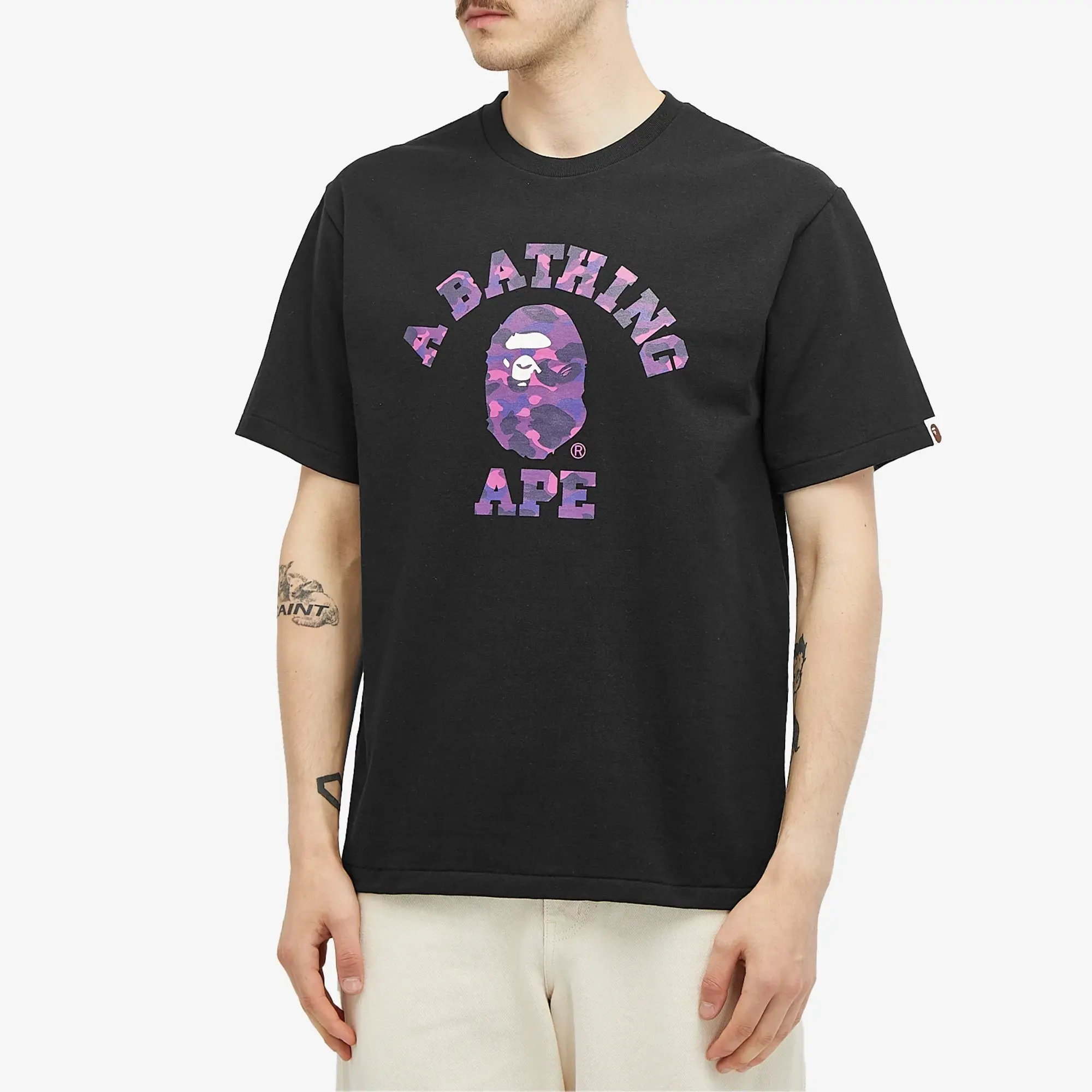 A Bathing Ape Men's Colour Camo College T-Shirt Black/Purple