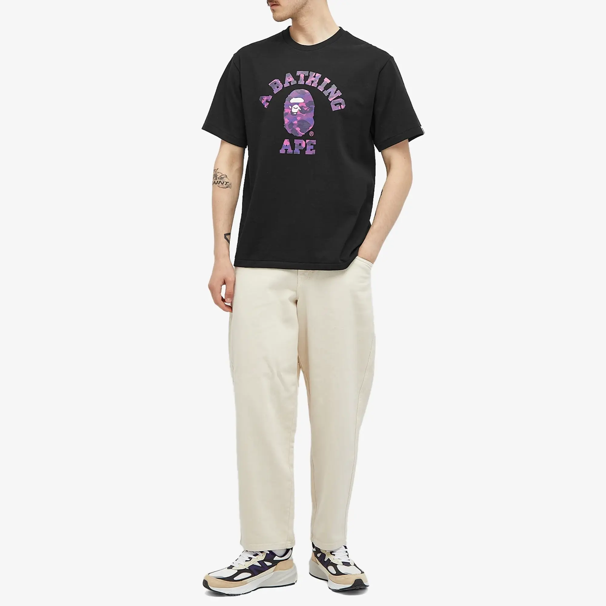 A Bathing Ape Men's Colour Camo College T-Shirt Black/Purple