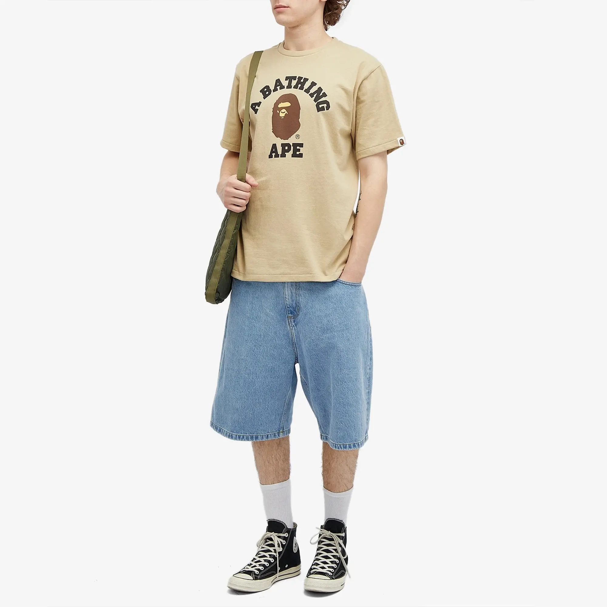 A Bathing Ape Men's College T-Shirt Beige