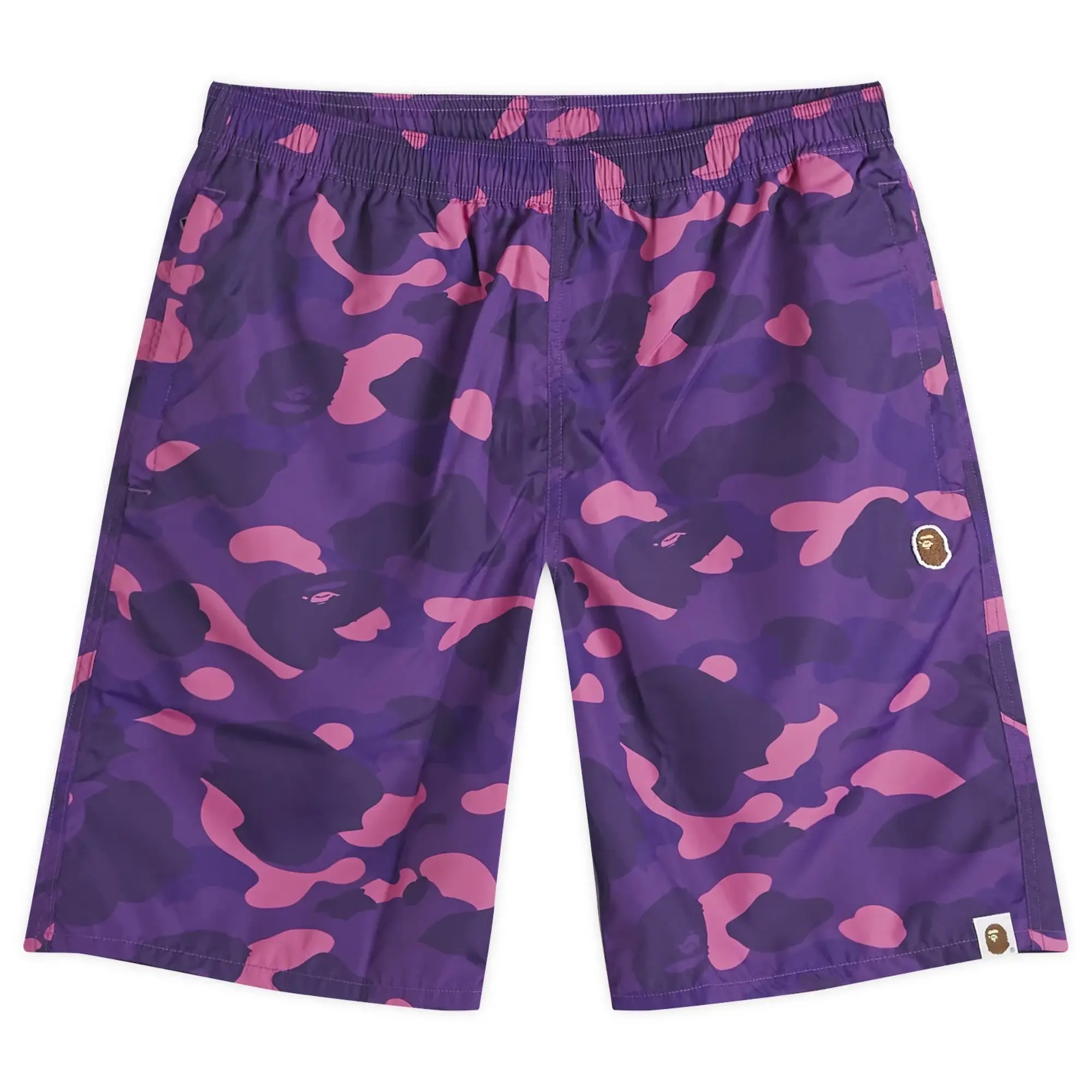 A Bathing Ape Men's Colour Camo One Point Beach Short Purple