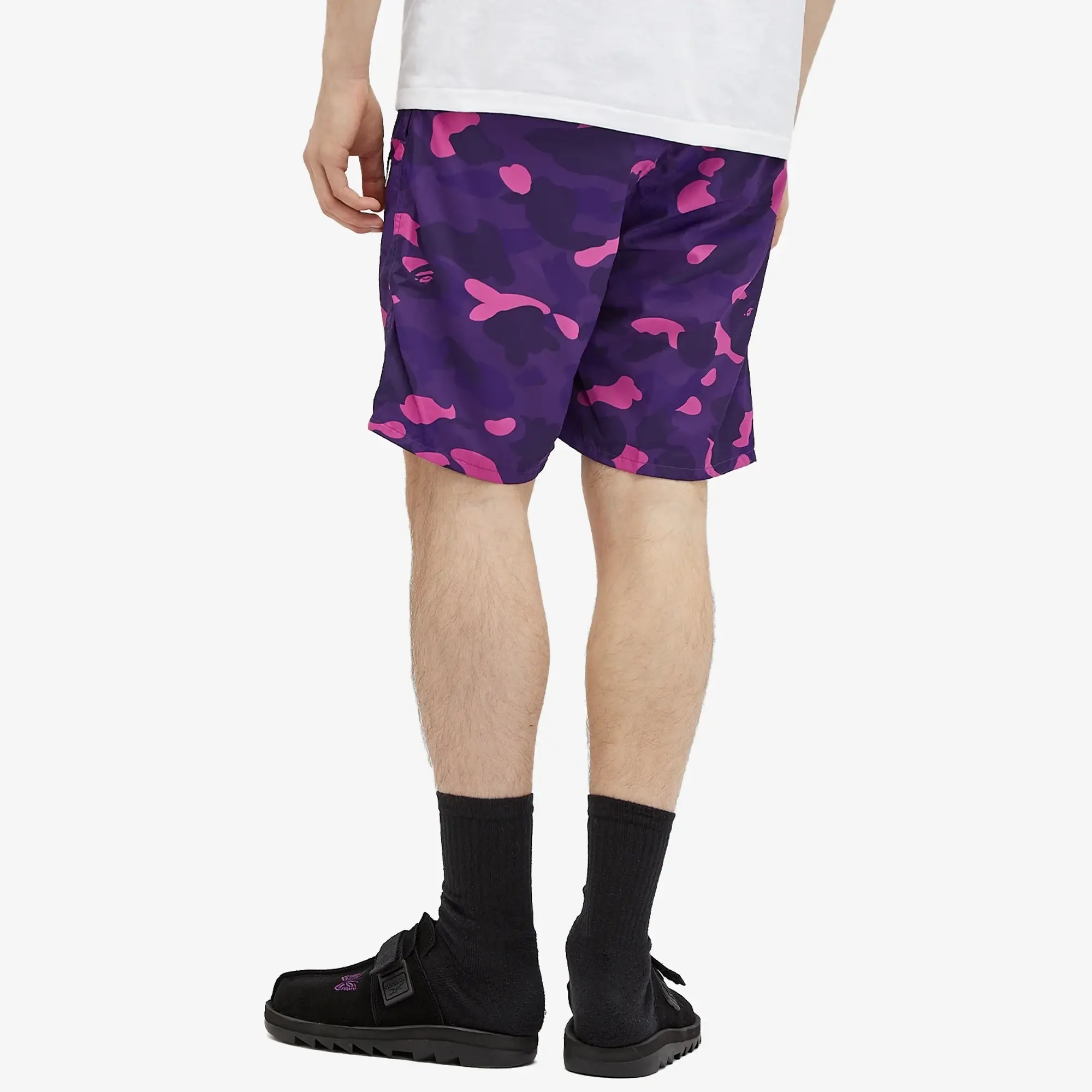 A Bathing Ape Men's Colour Camo One Point Beach Short Purple