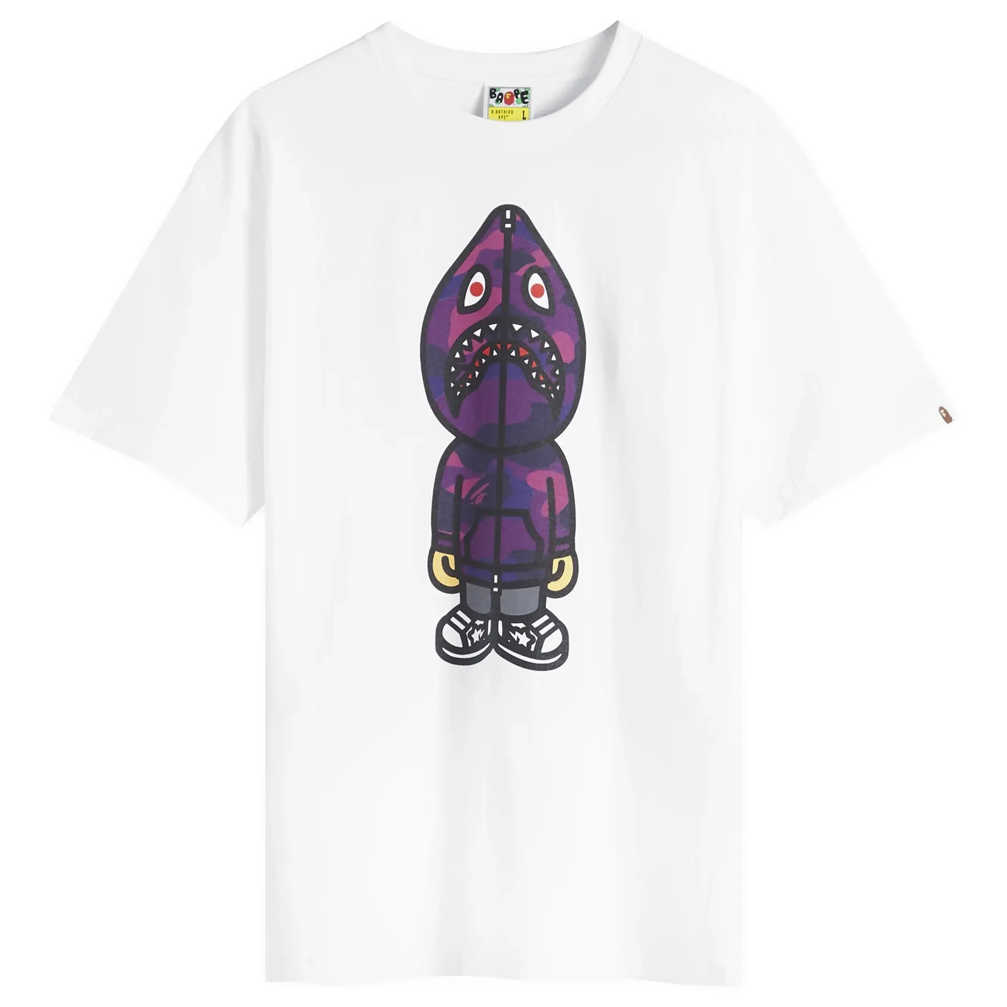A Bathing Ape Men's Colour Camo Classic Milo Shark T-Shirt White/Purple